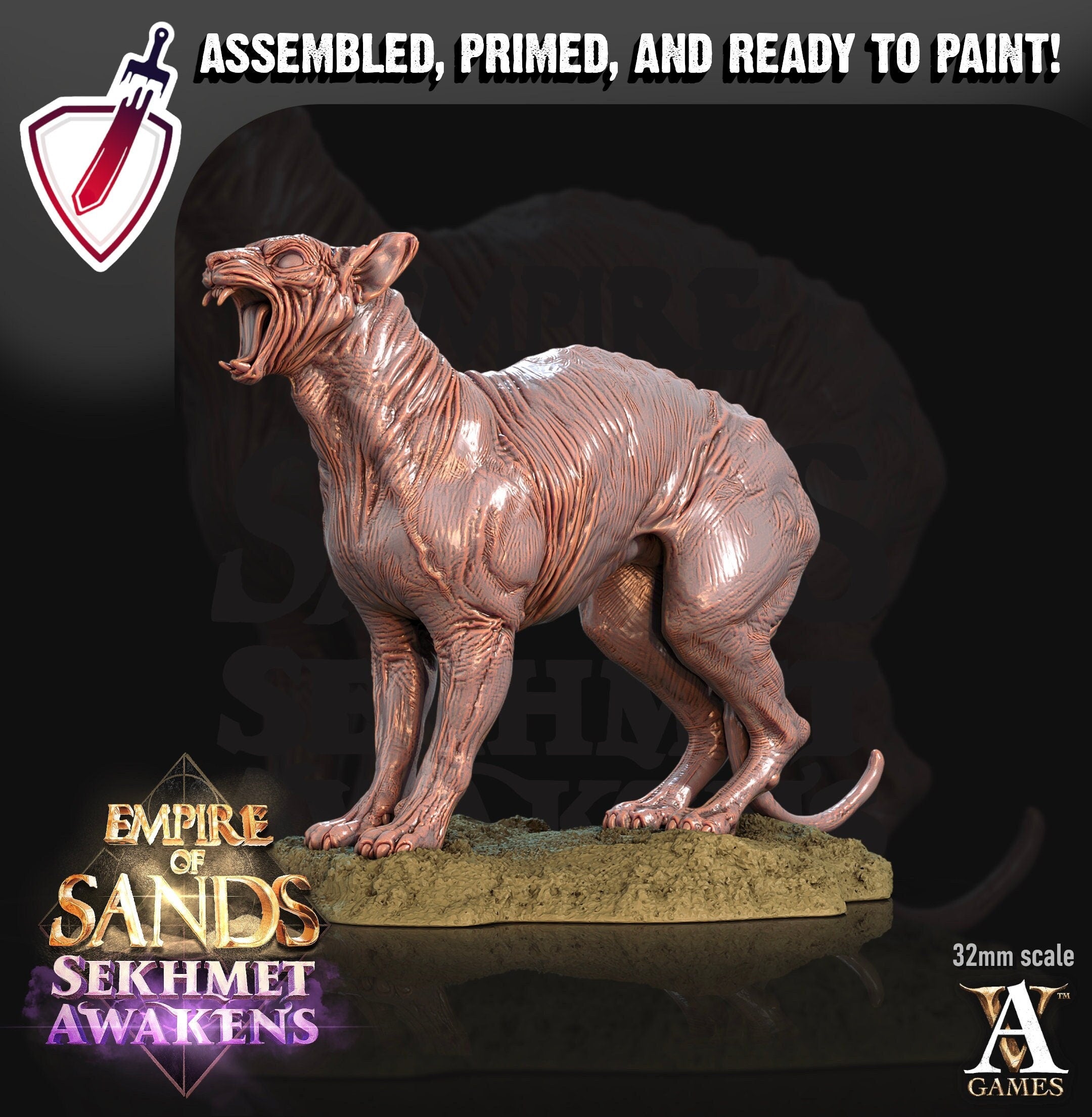 Sphinx Cat | Miniatures by Archvillain Games | Resin mini for tabletop gaming, D&D, Pathfinder, and painting | Assembled and Primed - Brush and Battle