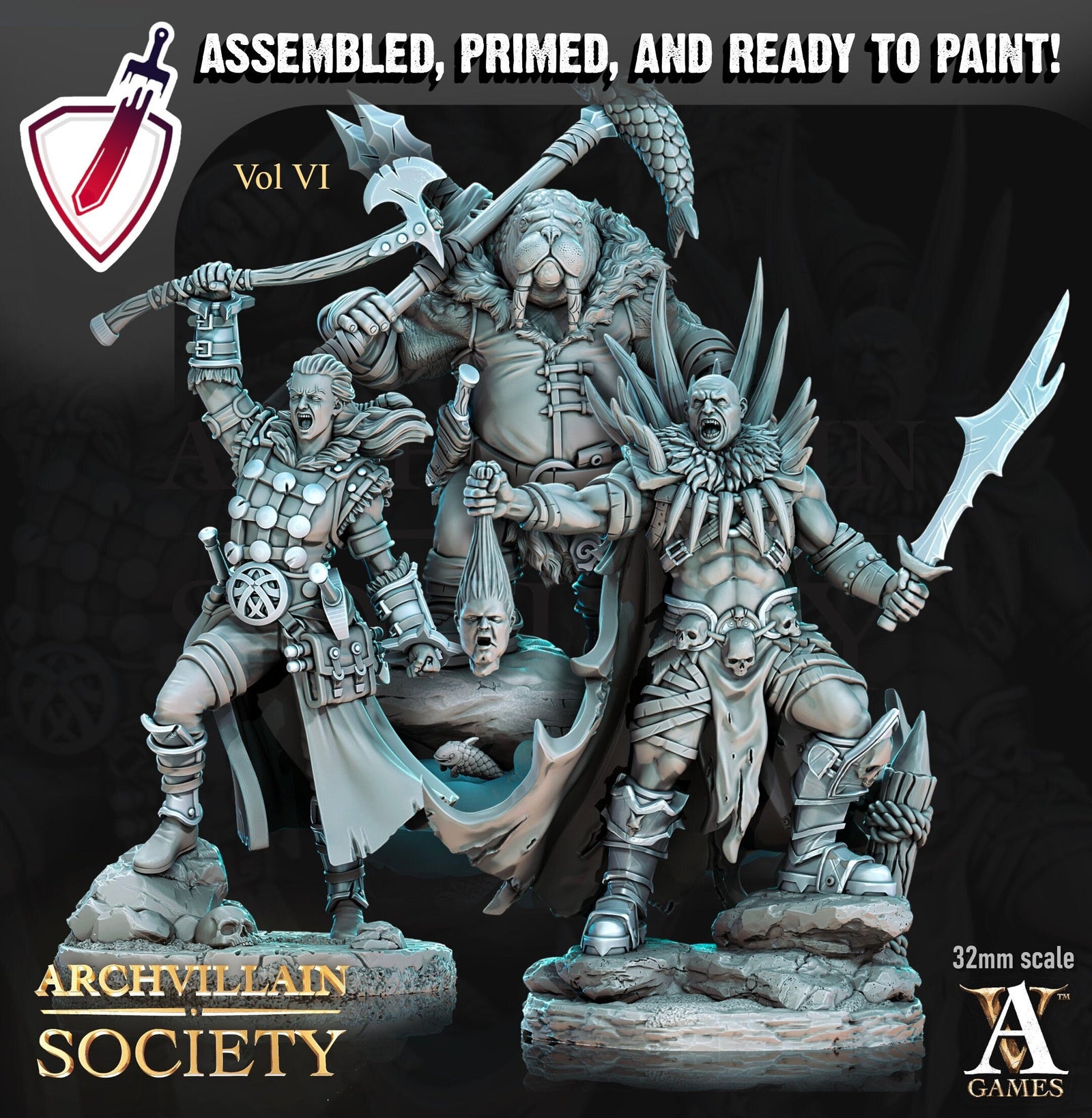 Heroes Vol. VI | Miniatures by Archvillain Games | Resin mini for tabletop gaming, D&D, Pathfinder, painting | Assembled and Primed - Brush and Battle