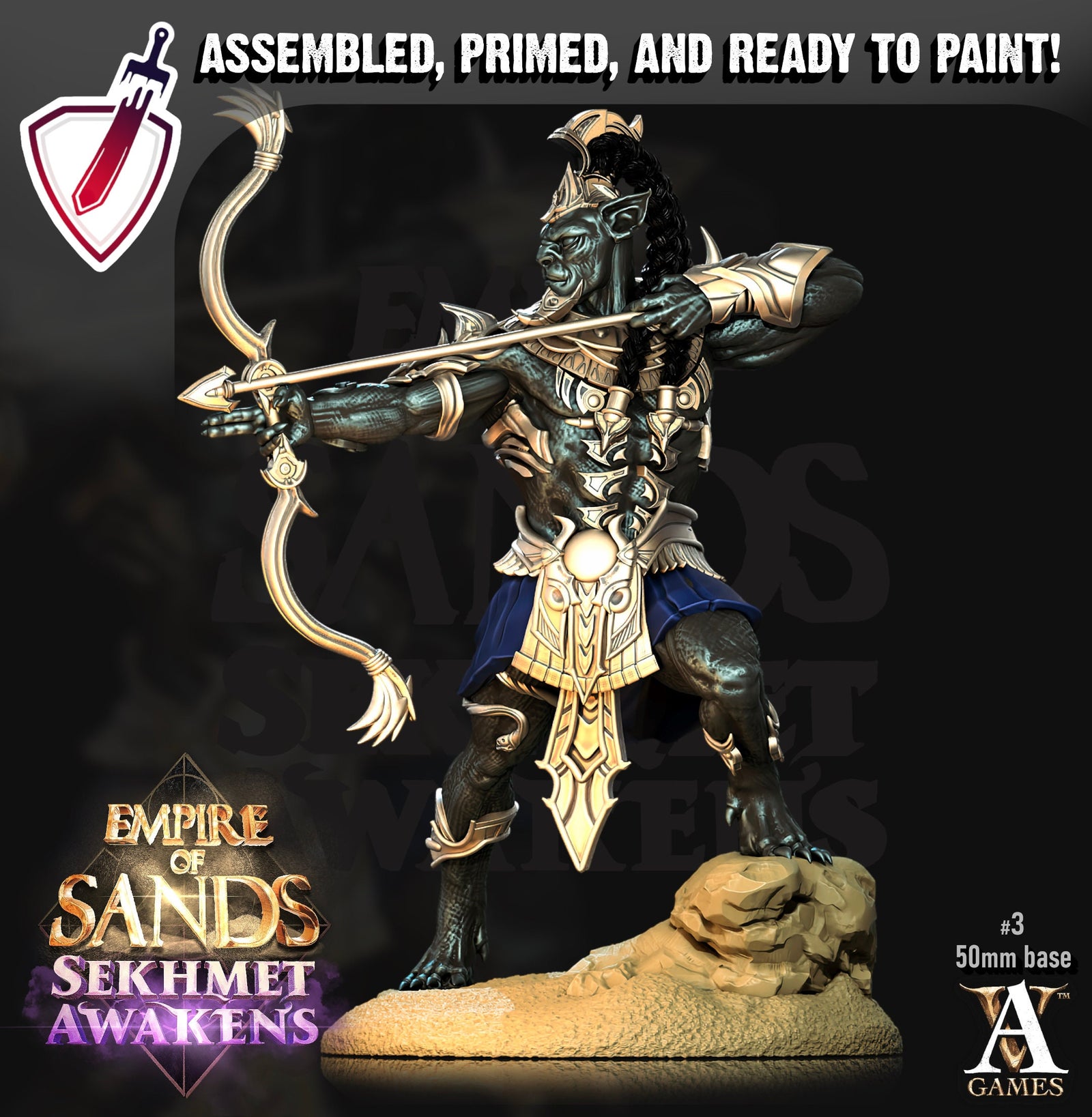 Sons Of Sekhmet | Miniatures by Archvillain Games | Resin mini for tabletop gaming, D&D, Pathfinder, and painting | Assembled and Primed - Brush and Battle
