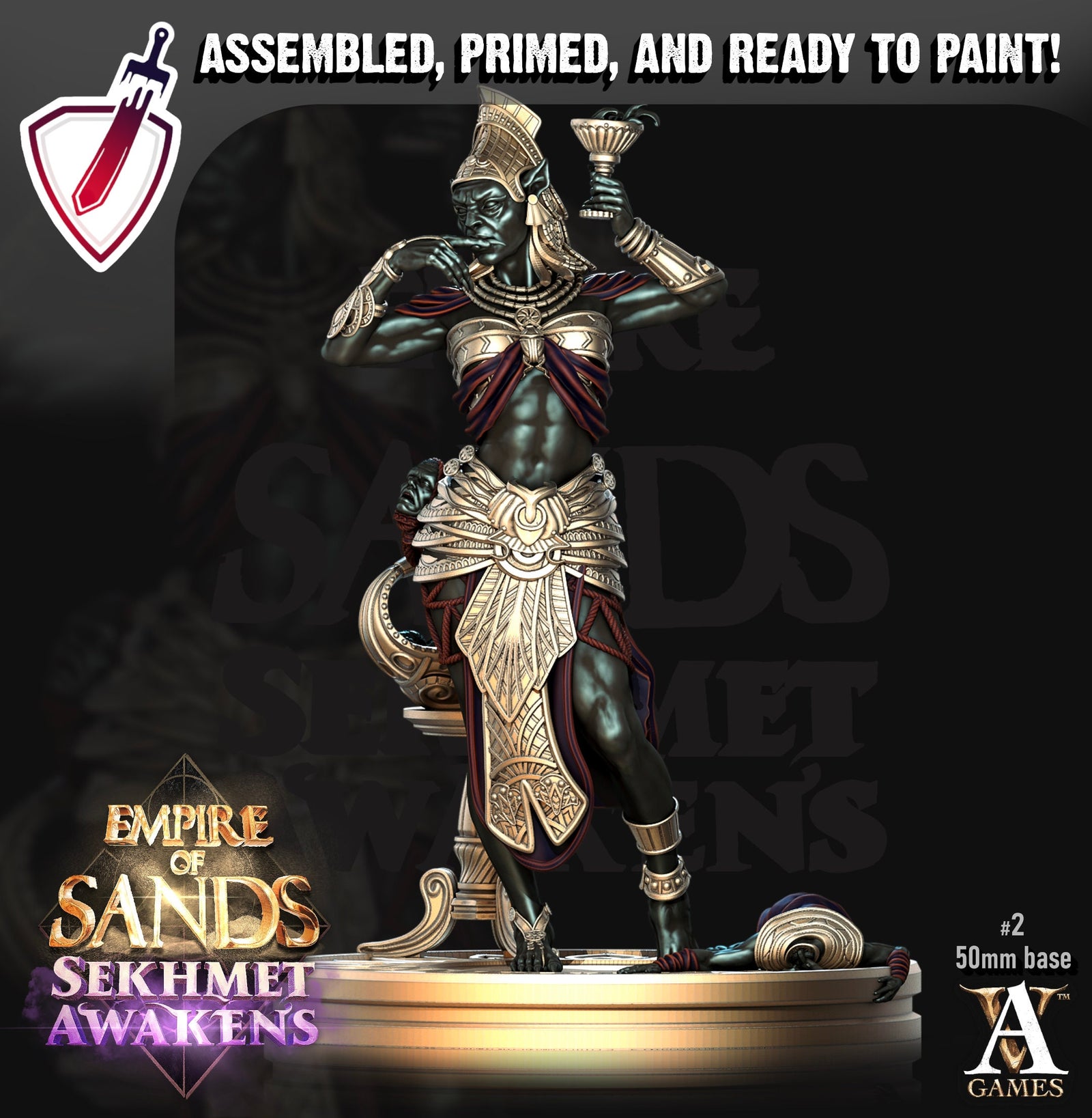 Daughters Of Sekhmet | Miniatures by Archvillain Games | Mini for tabletop gaming, D&D, Pathfinder, and painting | Assembled and Primed - Brush and Battle