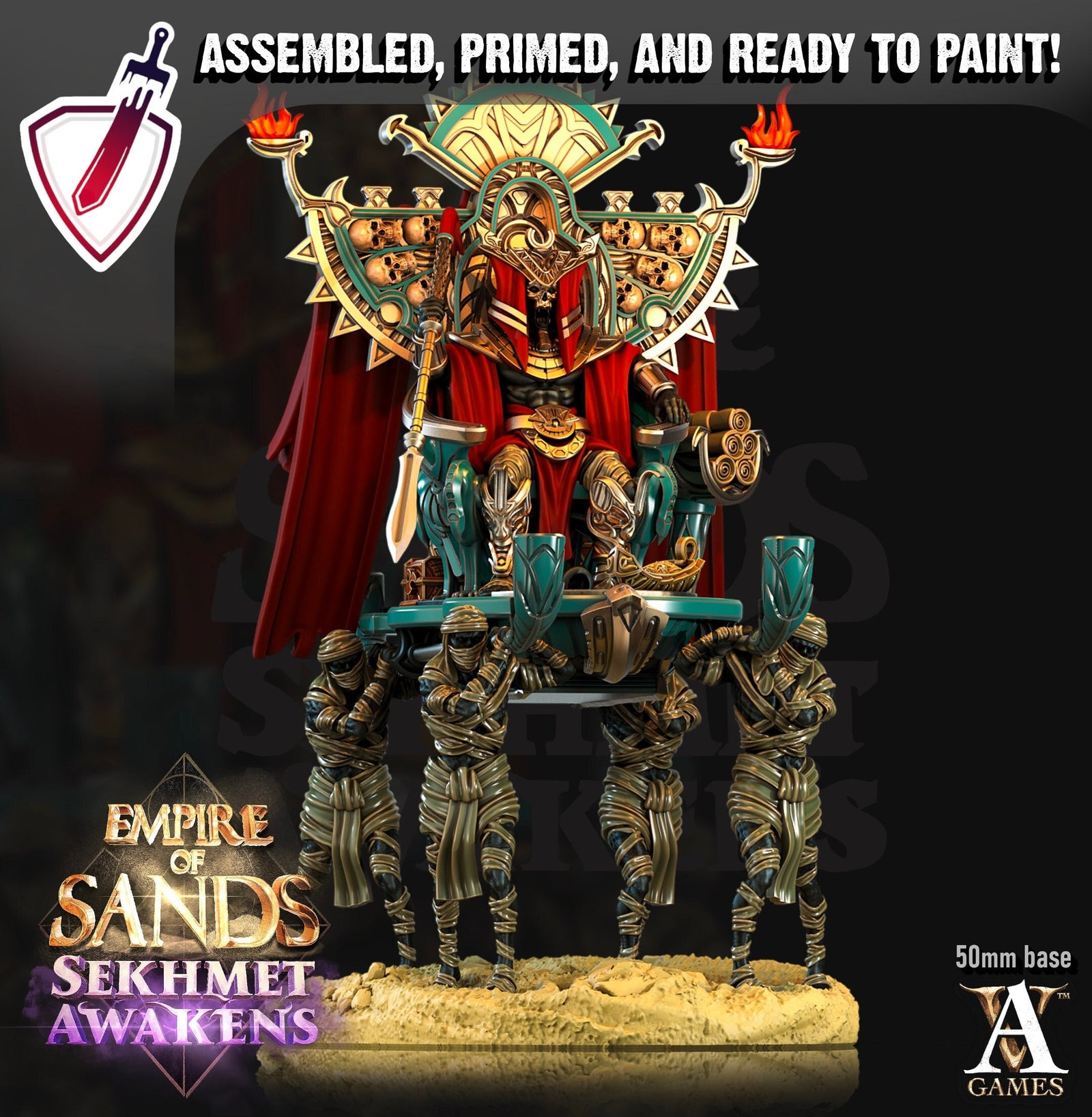 Mummy Lord | Miniature by Archvillain Games | Resin mini for tabletop gaming, D&D, Pathfinder, and painting | Assembled and Primed - Brush and Battle