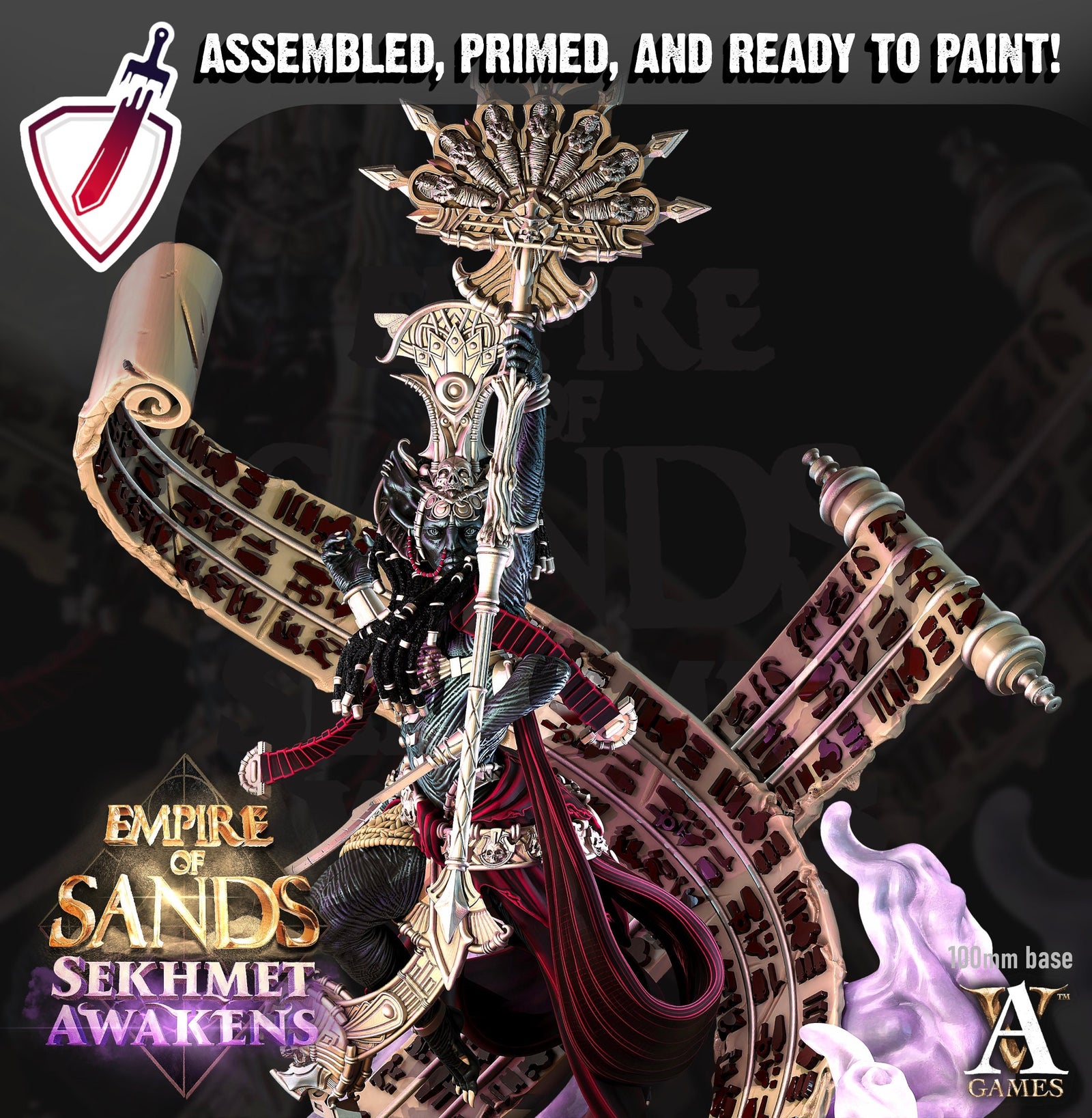 Sekhmet | Miniature by Archvillain Games | Resin mini for tabletop gaming, D&D, Pathfinder, and painting | Assembled and Primed - Brush and Battle