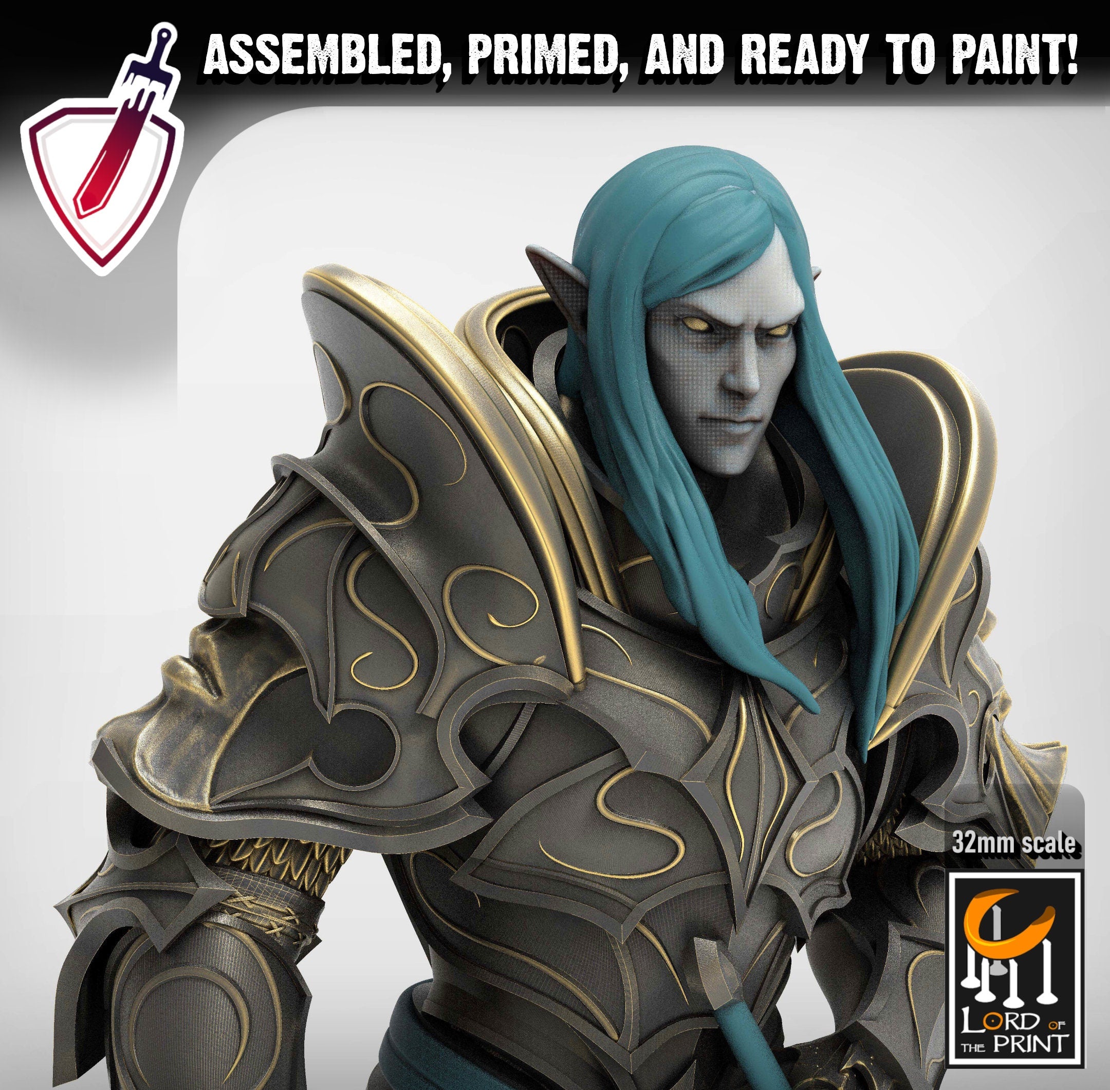 Lord Velir | Miniature by Lord of the Print | Resin mini for tabletop gaming, D&D, Pathfinder, and painting | Assembled and Primed - Brush and Battle
