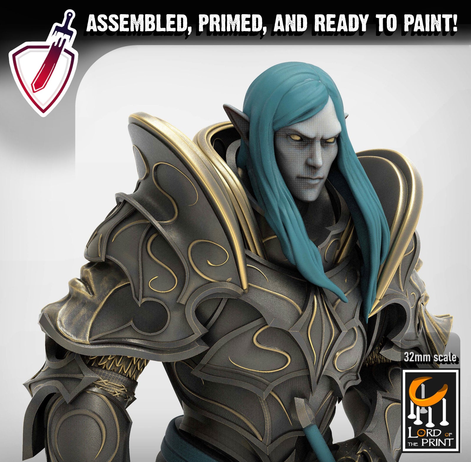 Lord Velir | Miniature by Lord of the Print | Resin mini for tabletop gaming, D&D, Pathfinder, and painting | Assembled and Primed - Brush and Battle