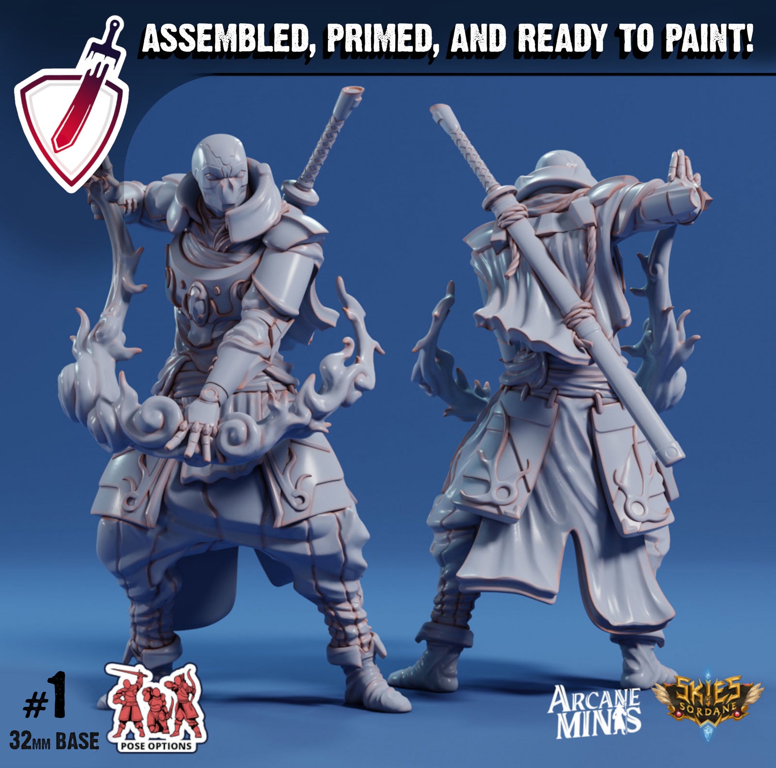 Shardforged Spellsword | Miniatures by Arcane Minis | Great for Tabletop Gaming, D&D, Pathfinder, and Painting | Assembled and Primed - Brush and Battle