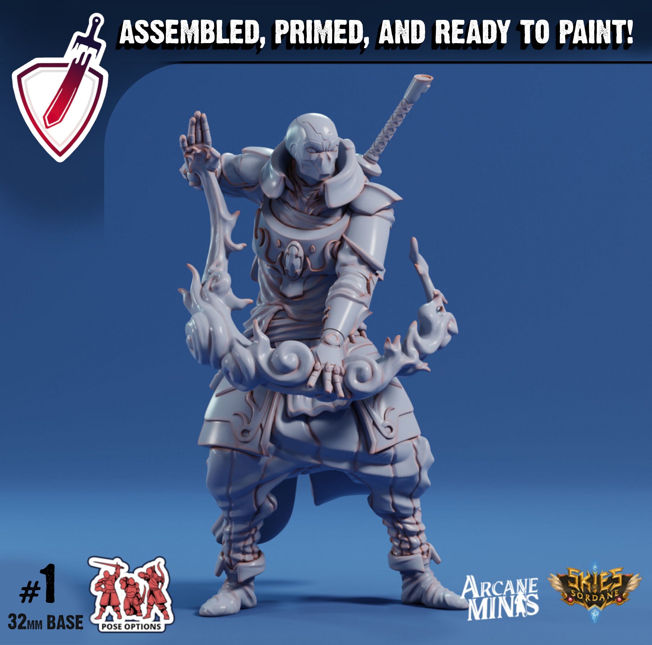 Shardforged Spellsword | Miniatures by Arcane Minis | Great for Tabletop Gaming, D&D, Pathfinder, and Painting | Assembled and Primed - Brush and Battle