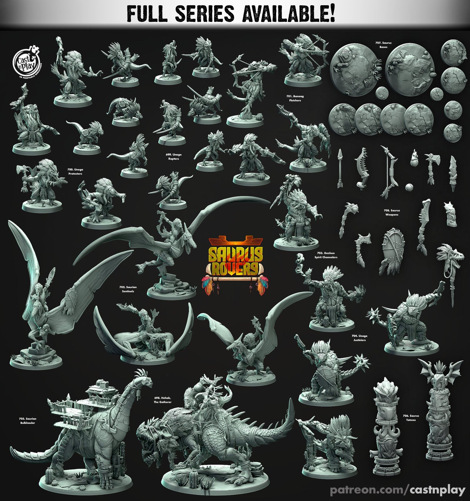 Unega Raptors | Miniatures by Cast n Play | Mini for tabletop gaming, D&D, Pathfinder, and painting | Assembled and Primed - Brush and Battle