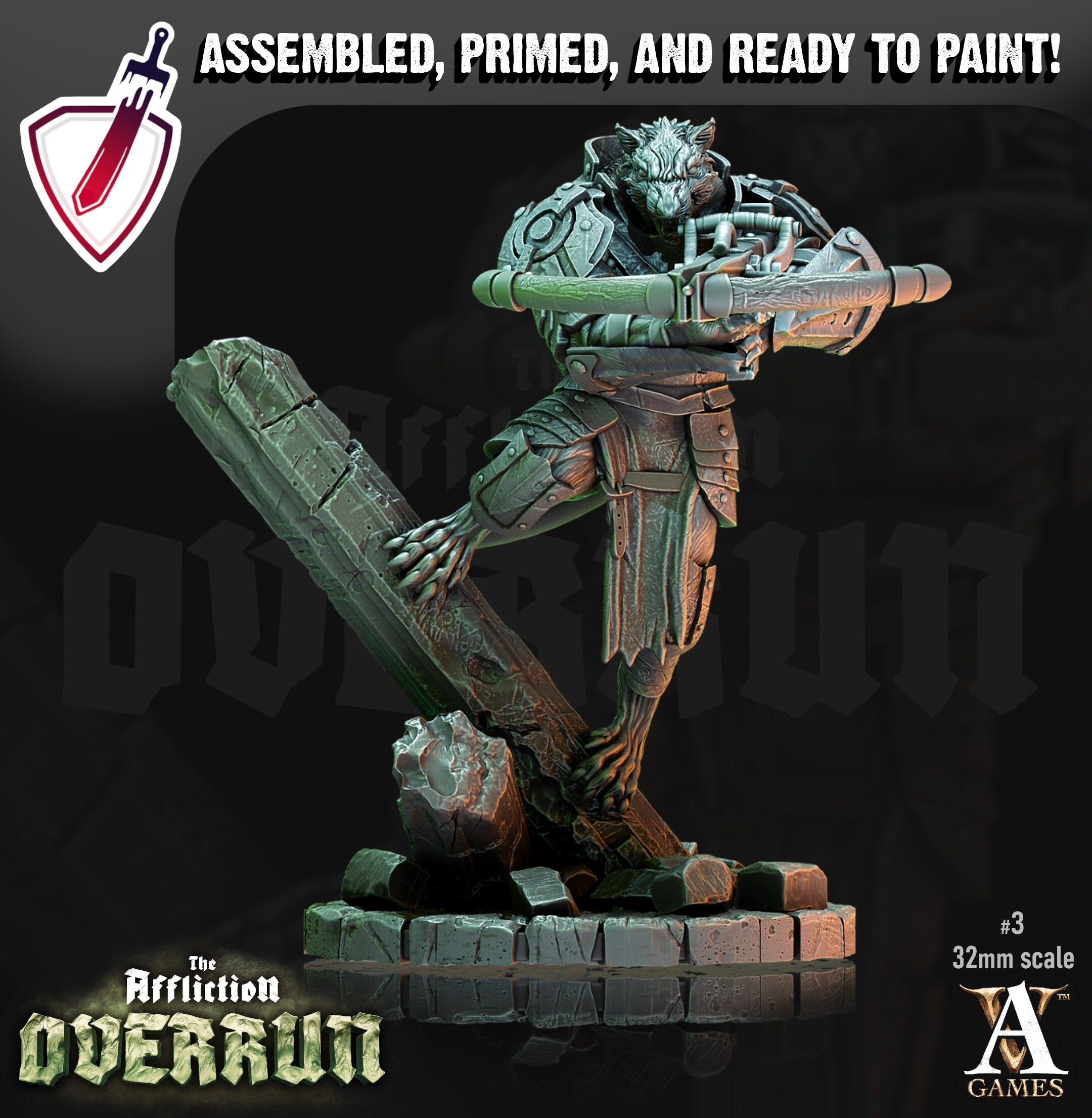 Rat Arbalesters | Miniatures by Archvillain Games | Resin Mini for Tabletop Gaming, D&D, Pathfinder, Painting | Assembled and Primed - Brush and Battle