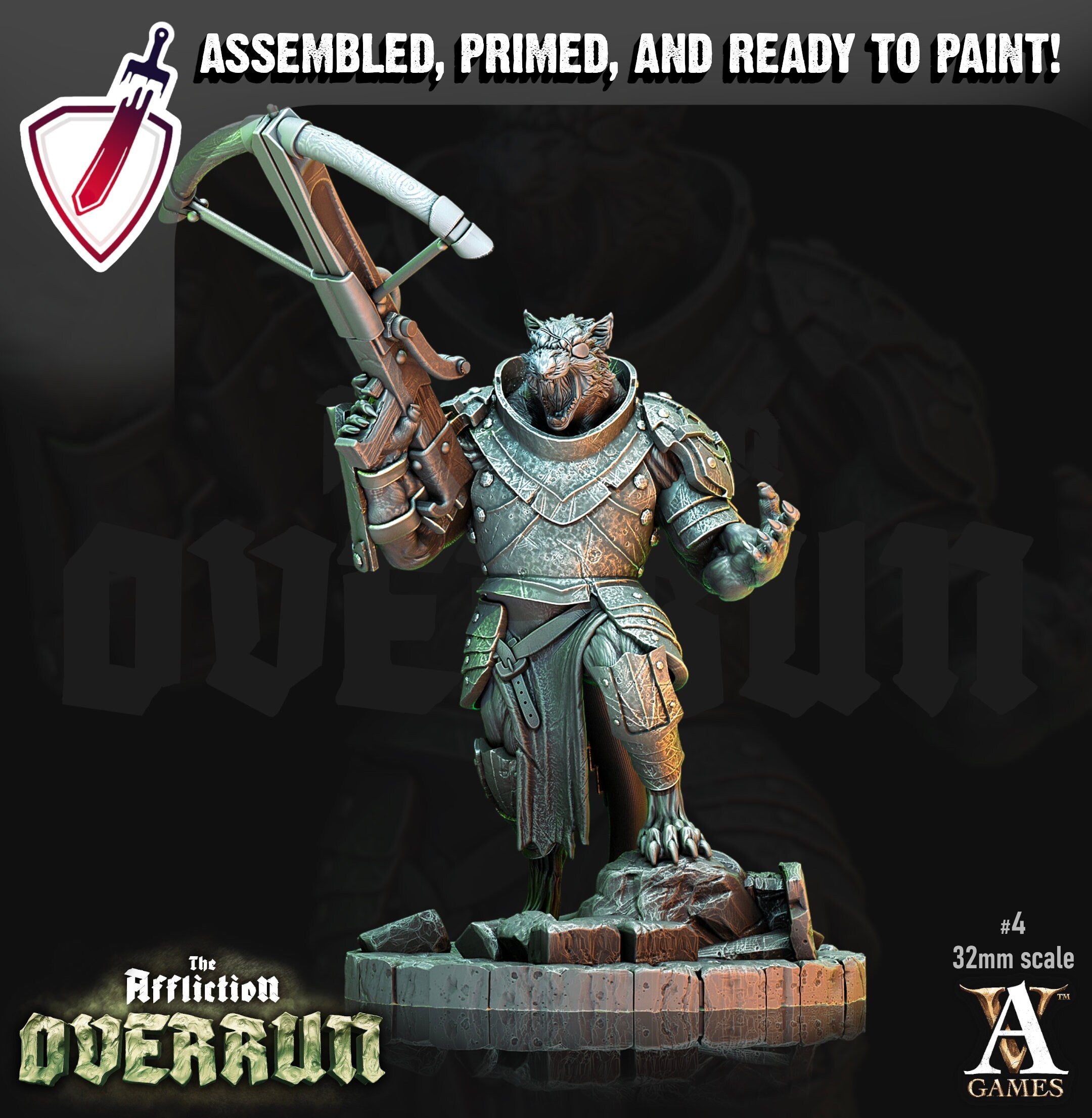 Rat Arbalesters | Miniatures by Archvillain Games | Resin Mini for Tabletop Gaming, D&D, Pathfinder, Painting | Assembled and Primed - Brush and Battle