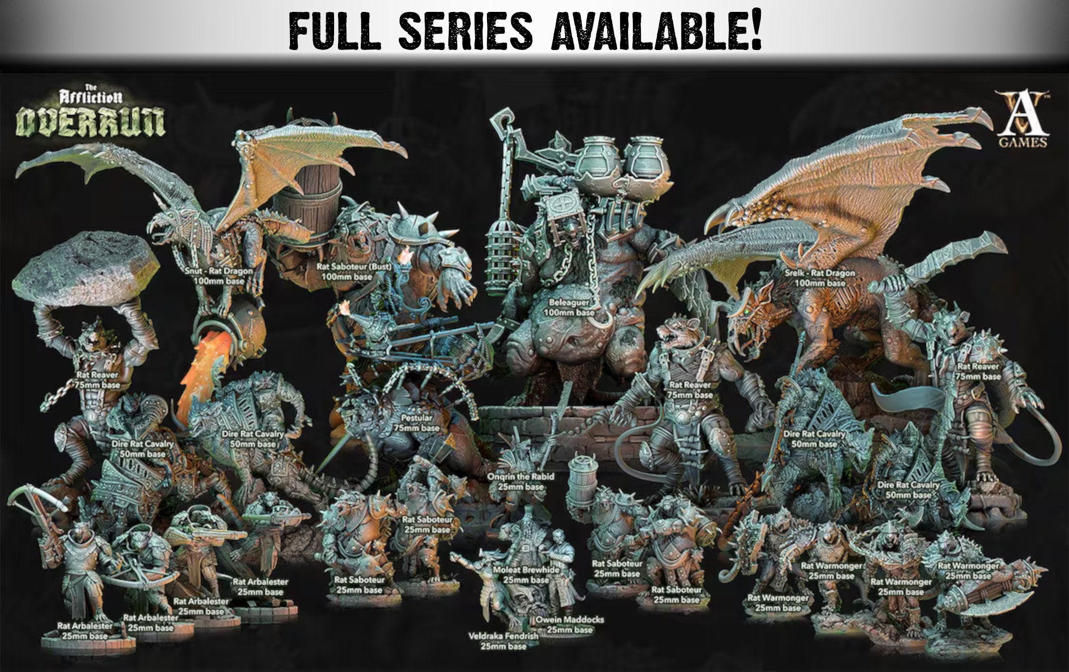 Dire Rat Riders | Miniatures by Archvillain Games | Resin Mini for Tabletop Gaming, D&D, Pathfinder, Painting | Assembled and Primed - Brush and Battle