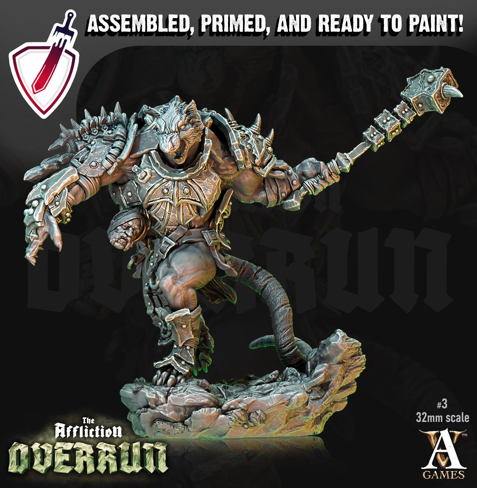 Rat Warmongers | Miniatures by Archvillain Games | Resin Mini for Tabletop Gaming, D&D, Pathfinder, Painting | Assembled and Primed - Brush and Battle