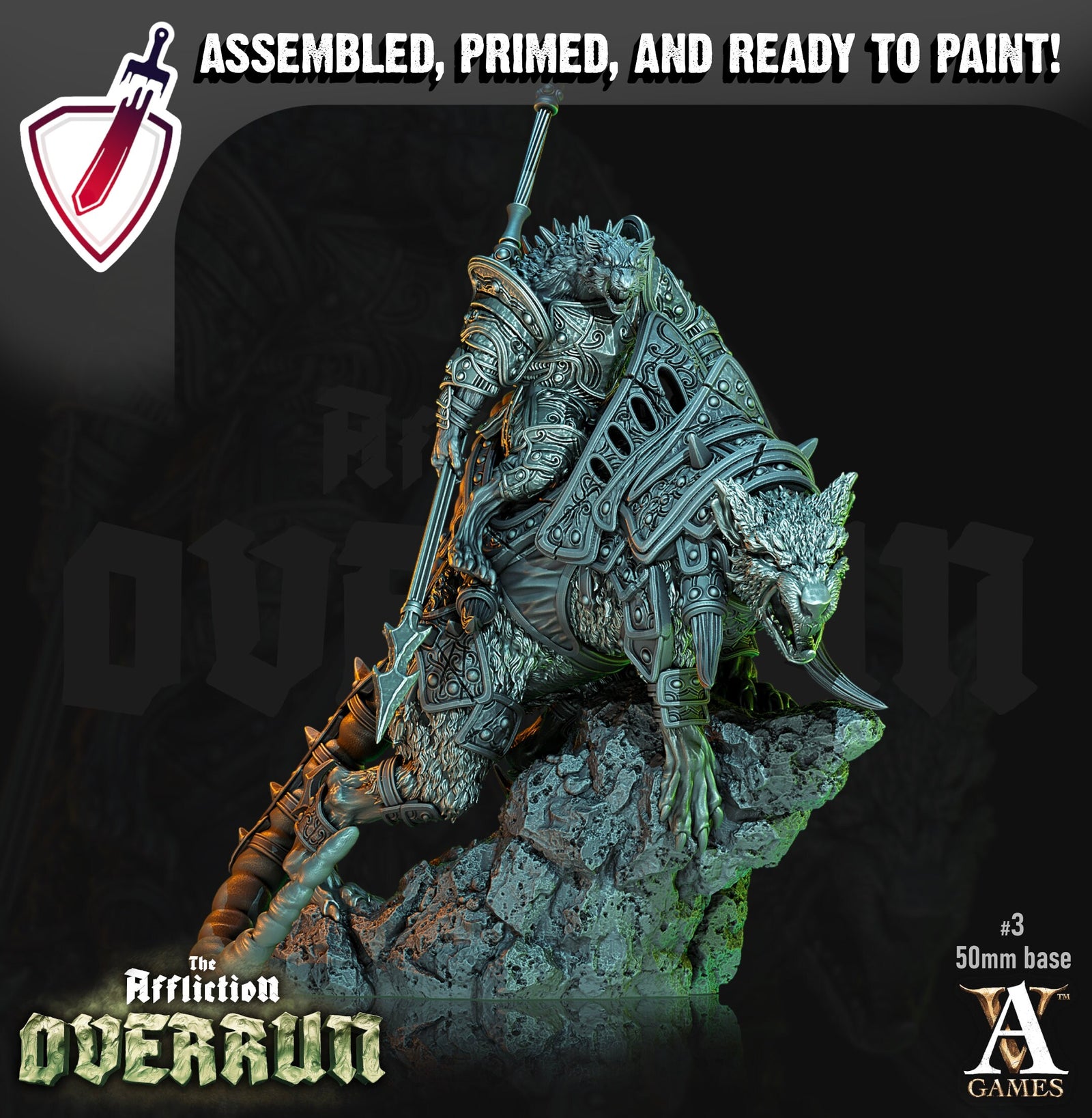 Dire Rat Riders | Miniatures by Archvillain Games | Resin Mini for Tabletop Gaming, D&D, Pathfinder, Painting | Assembled and Primed - Brush and Battle
