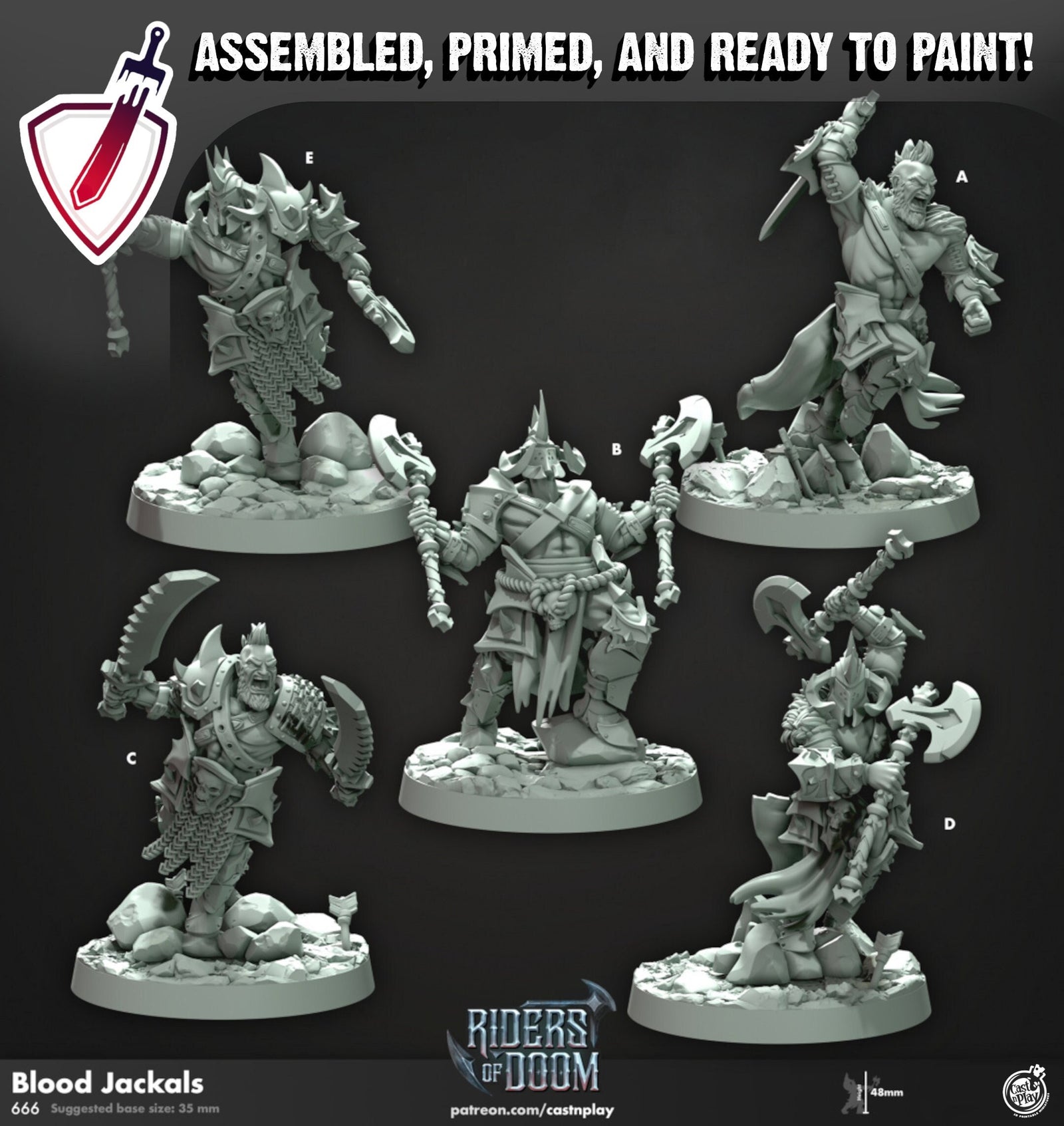 Blood Jackals | Miniatures by Cast n Play | Mini for tabletop gaming, D&D, Pathfinder, and painting | Assembled and Primed - Brush and Battle