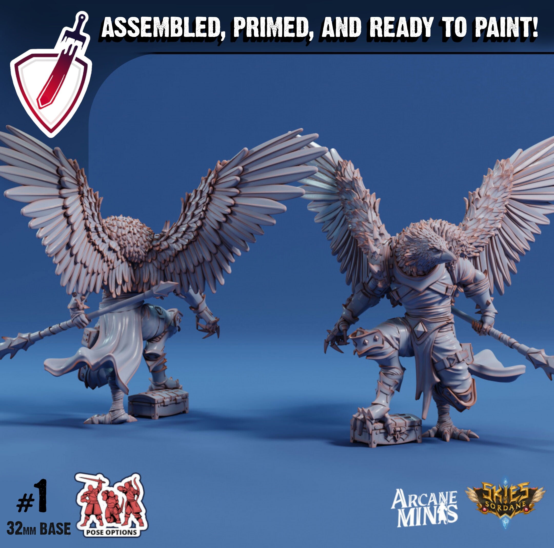 Avensari Hunter | Miniatures by Arcane Minis | Great for Tabletop Gaming, D&D, Pathfinder, and Painting | Assembled and Primed - Brush and Battle