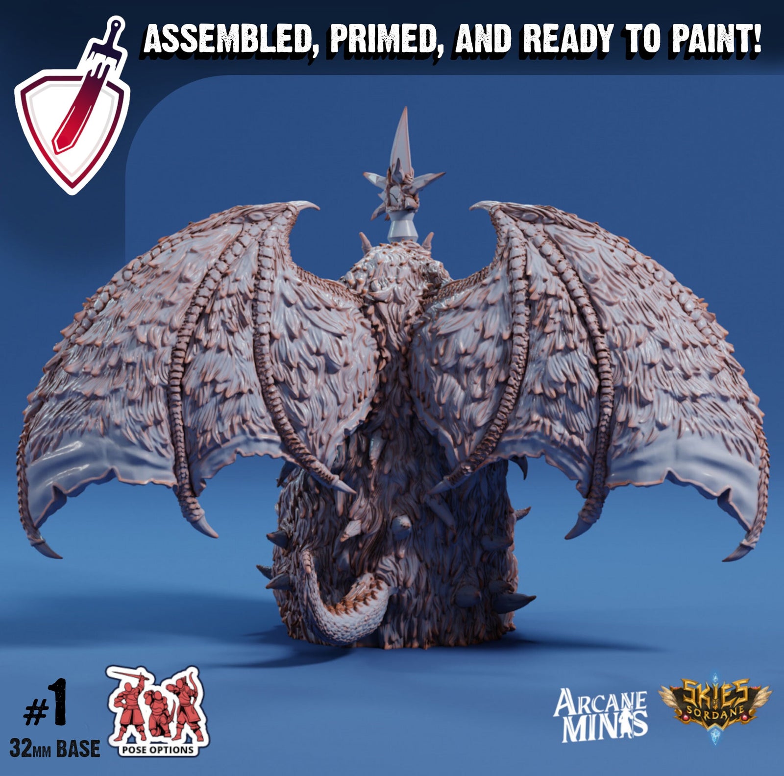 Elder Drekon Seer | Miniatures by Arcane Minis | Great for Tabletop Gaming, D&D, Pathfinder, and Painting | Assembled and Primed - Brush and Battle