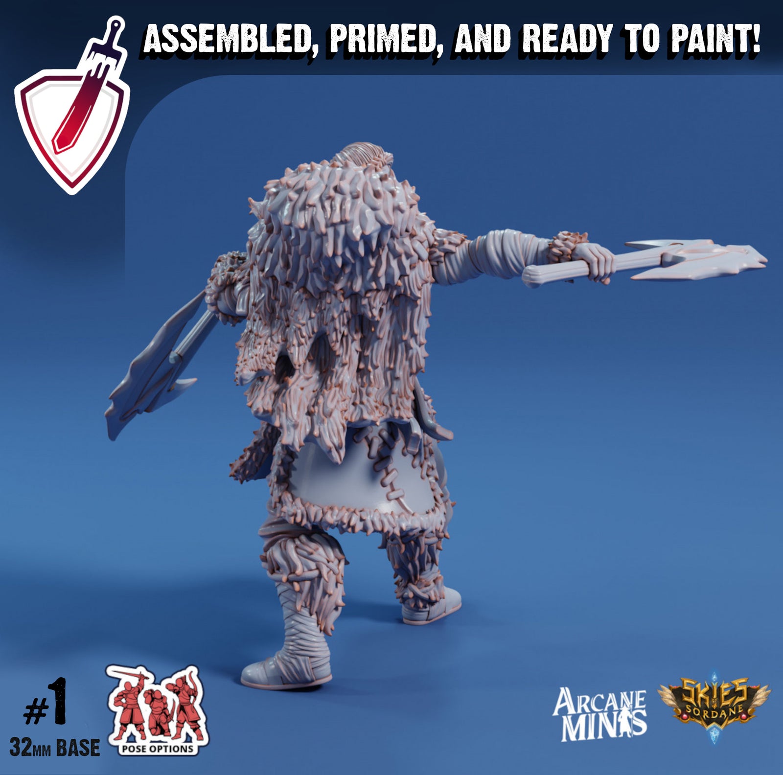 Titaran Ranger | Miniatures by Arcane Minis | Great for Tabletop Gaming, D&D, Pathfinder, and Painting | Assembled and Primed - Brush and Battle