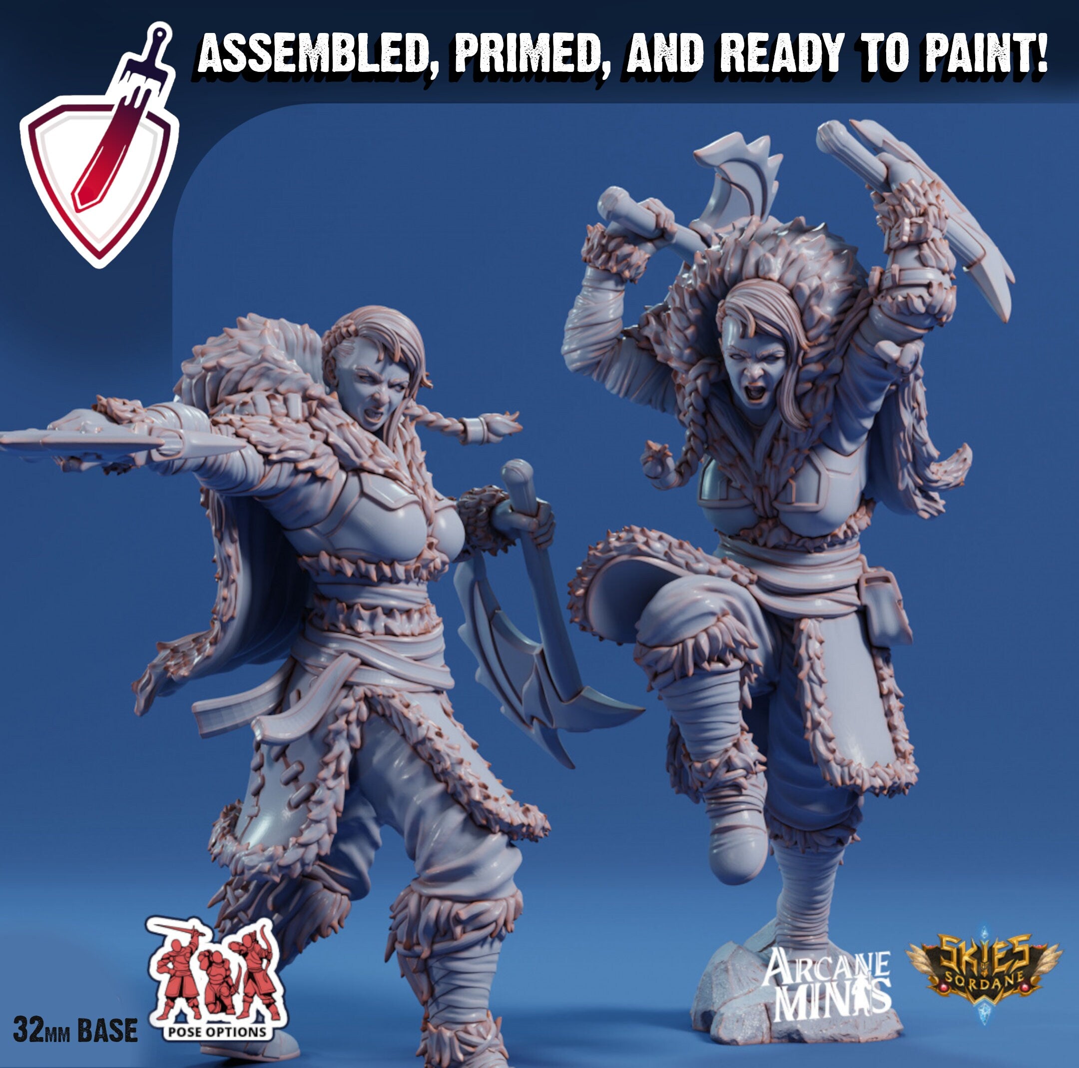 Titaran Ranger | Miniatures by Arcane Minis | Great for Tabletop Gaming, D&D, Pathfinder, and Painting | Assembled and Primed - Brush and Battle