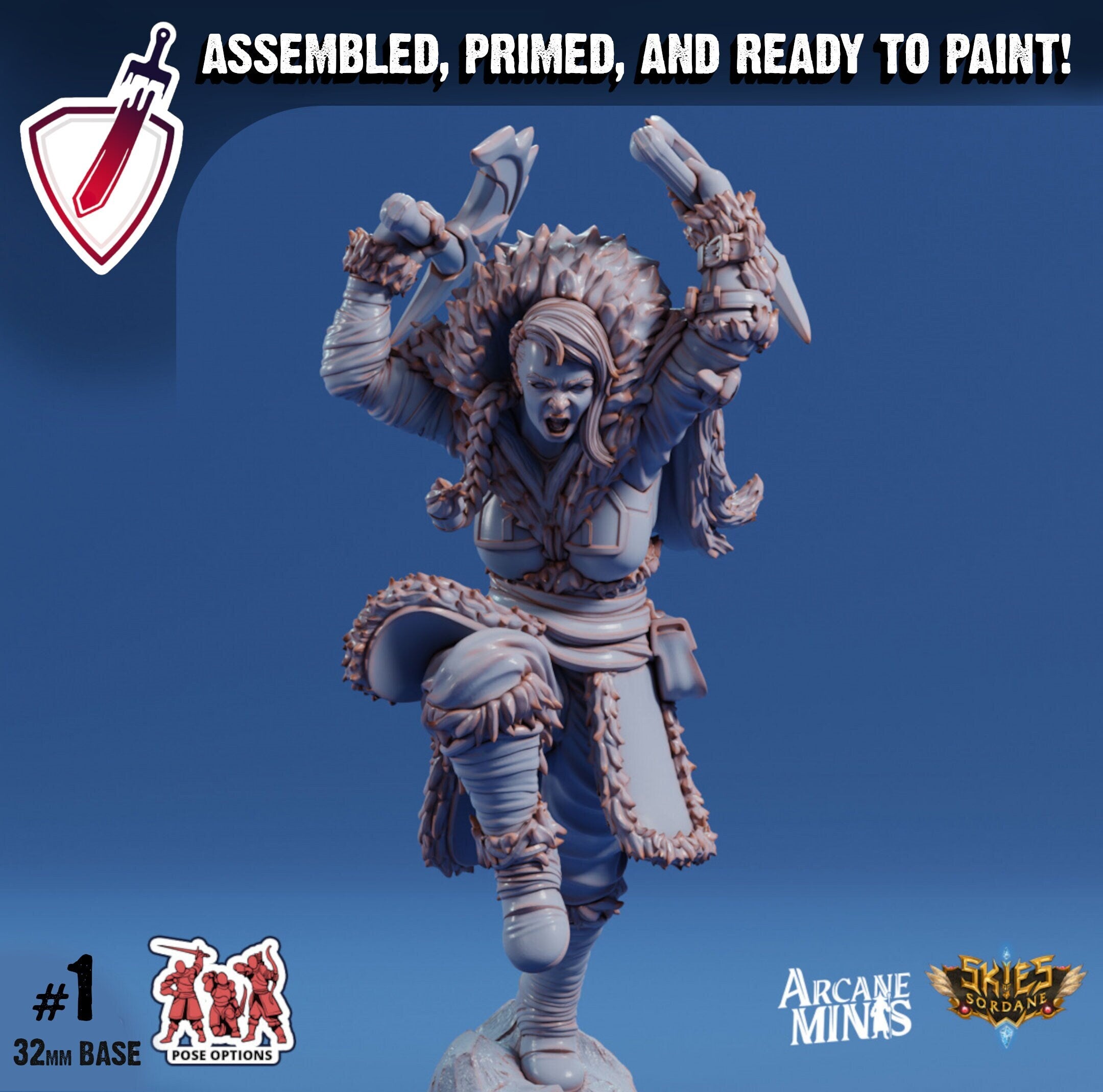 Titaran Ranger | Miniatures by Arcane Minis | Great for Tabletop Gaming, D&D, Pathfinder, and Painting | Assembled and Primed - Brush and Battle