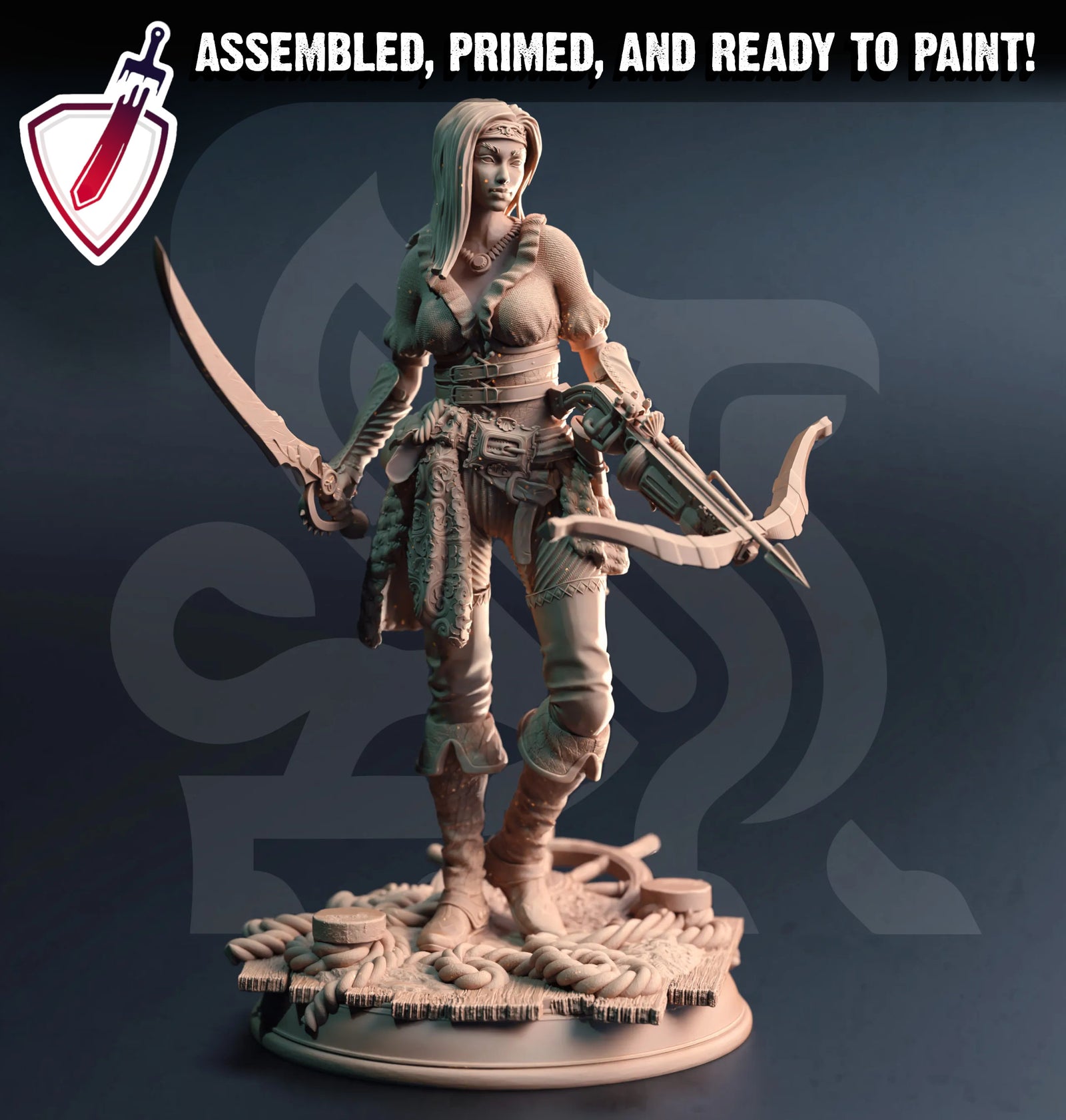 Filandira – Bloodletter Buccaneer | Miniature by DM Stash | Great for Tabletop Gaming, D&D, Pathfinder, and Painting | Assembled and Primed - Brush and Battle