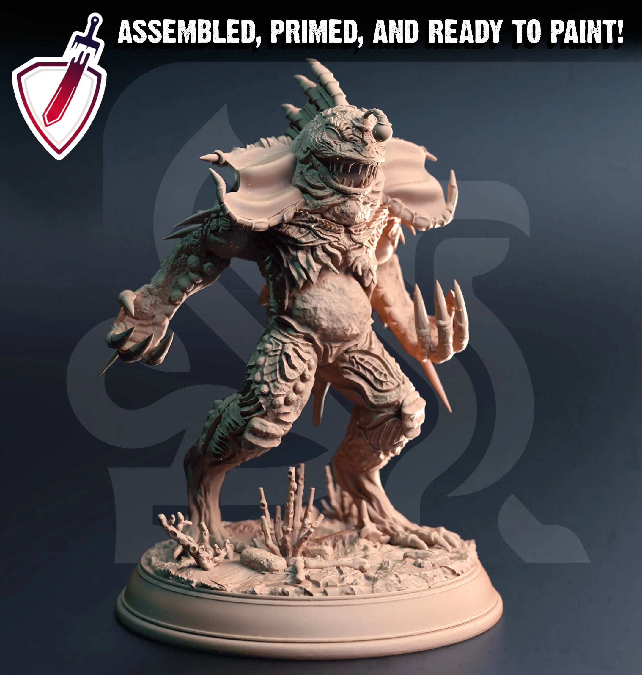 Giga Gluglin Fishfolk Abomination | Miniature by DM Stash | Great for Tabletop Gaming, D&D, Pathfinder, and Painting | Assembled and Primed - Brush and Battle