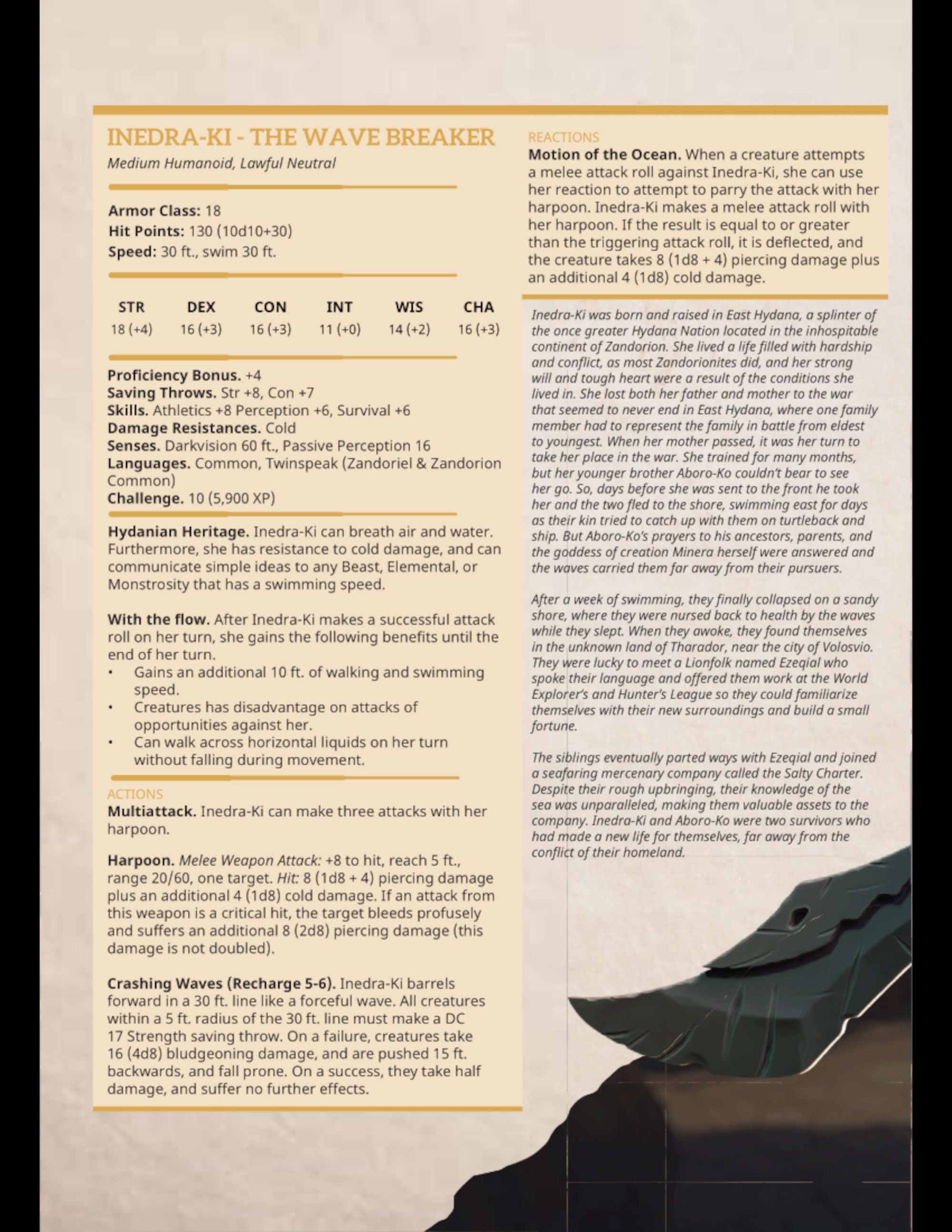 Inedra-Ki – The Wave Breaker | Miniature by DM Stash | Great for Tabletop Gaming, D&D, Pathfinder, and Painting | Assembled and Primed - Brush and Battle