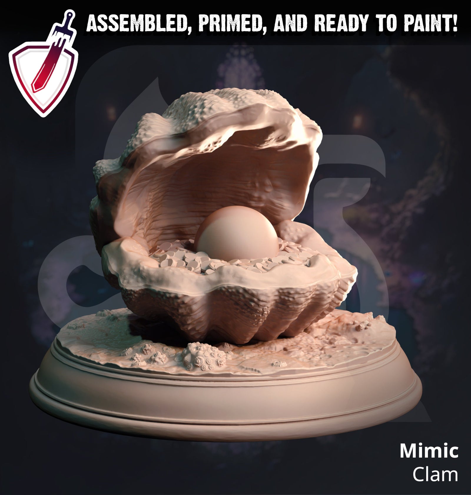 Shelldon – Mimic Clam | Miniature by DM Stash | Great for Tabletop Gaming, D&D, Pathfinder, and Painting | Assembled and Primed - Brush and Battle