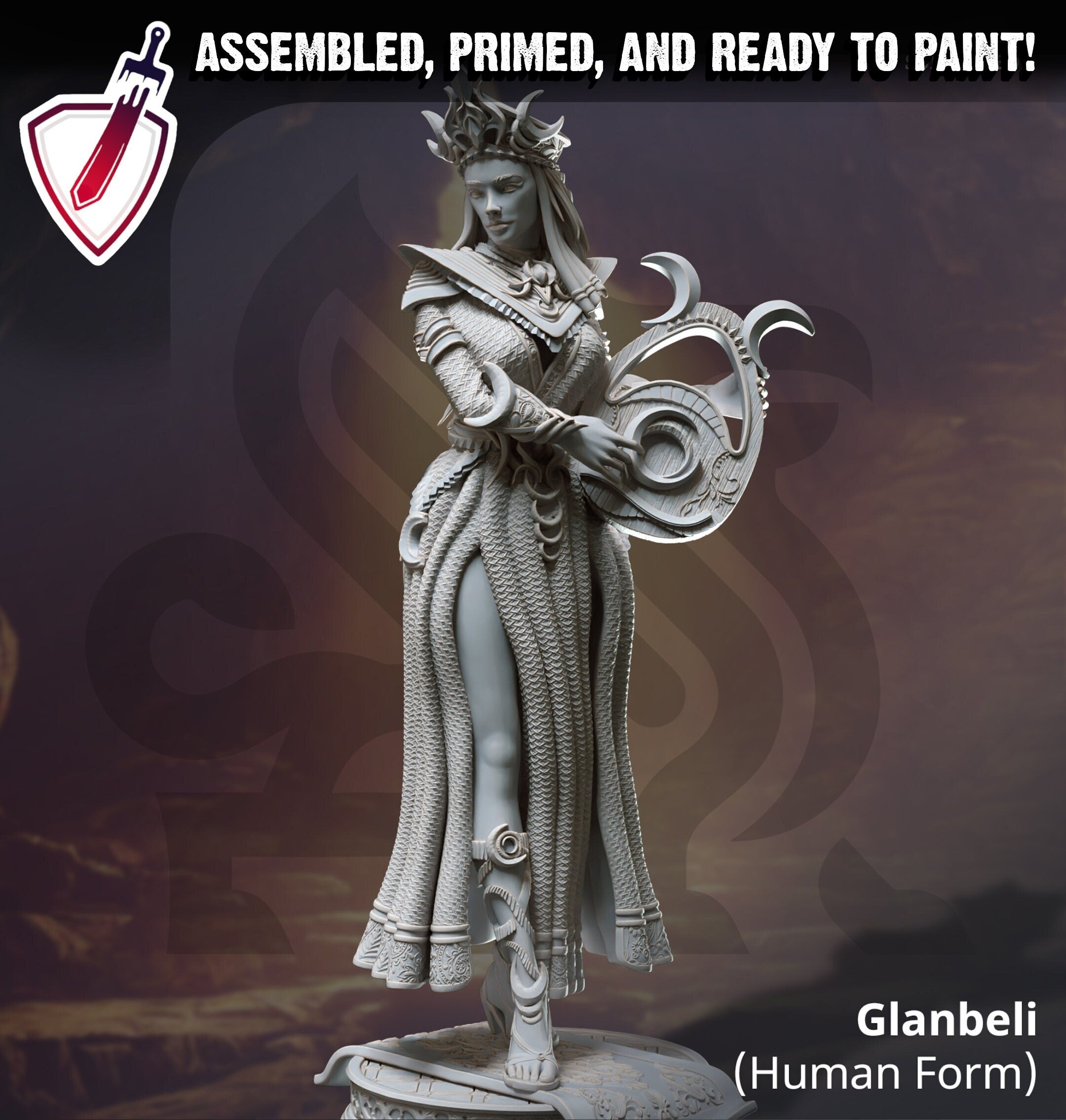 Glanbeli Human | Miniatures by DM Stash | Great for Tabletop Gaming, D&D, Pathfinder, and Painting | Assembled and Primed - Brush and Battle
