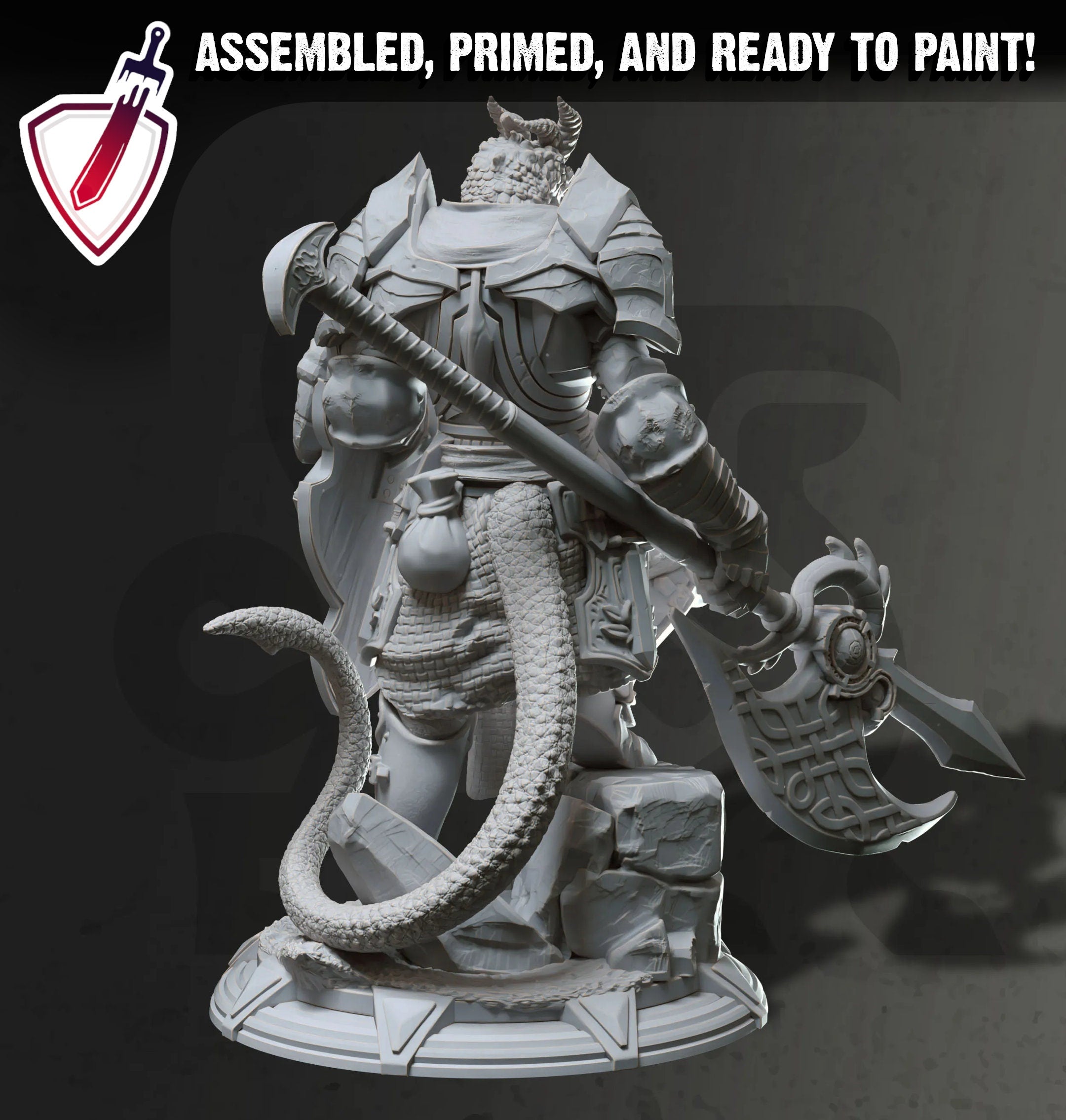 Tharvian | Miniatures by DM Stash | Great for Tabletop Gaming, D&D, Pathfinder, and Painting | Assembled and Primed - Brush and Battle