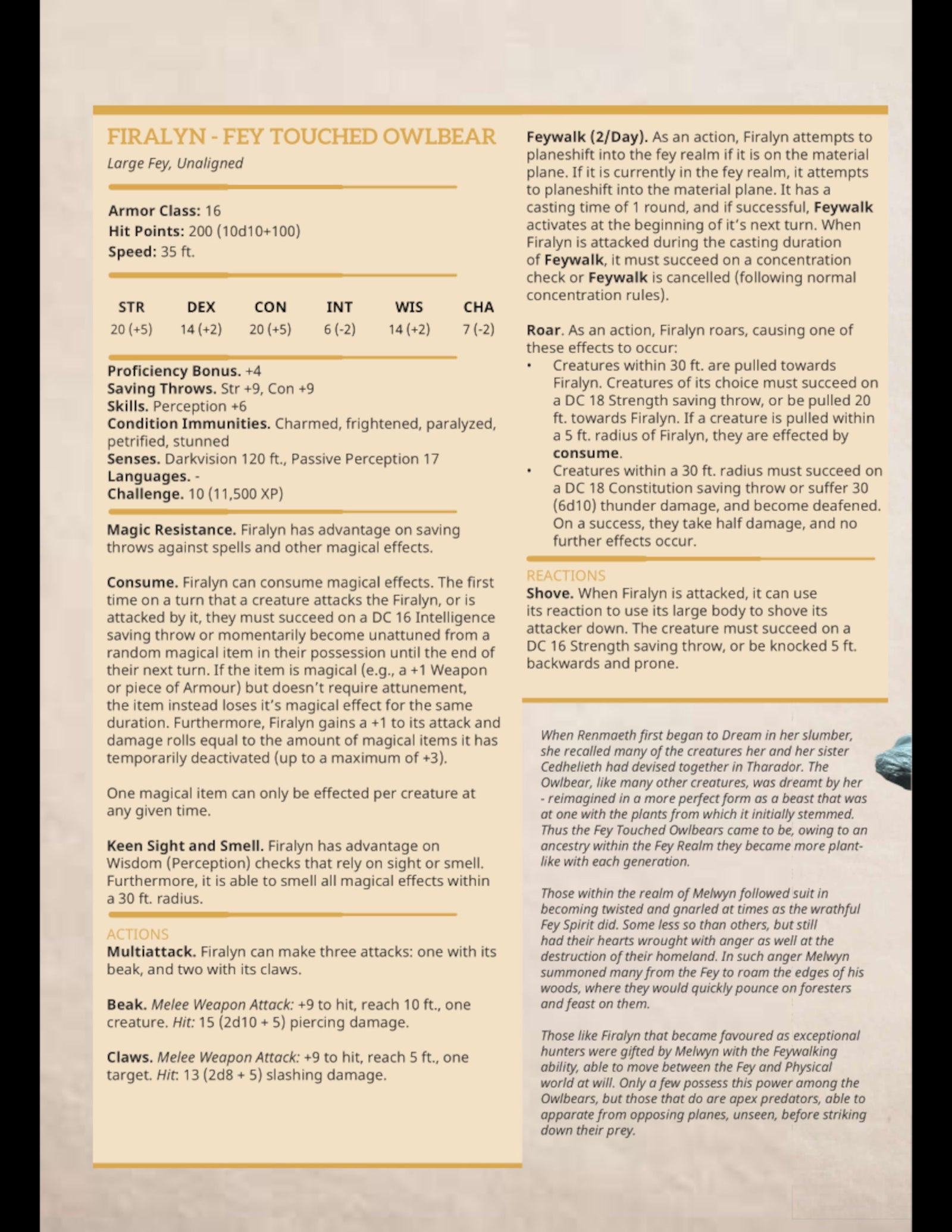 Firalyn – Fey Touched Owlbear | Miniatures by DM Stash | Great for Tabletop Gaming, D&D, Pathfinder, and Painting | Assembled and Primed - Brush and Battle