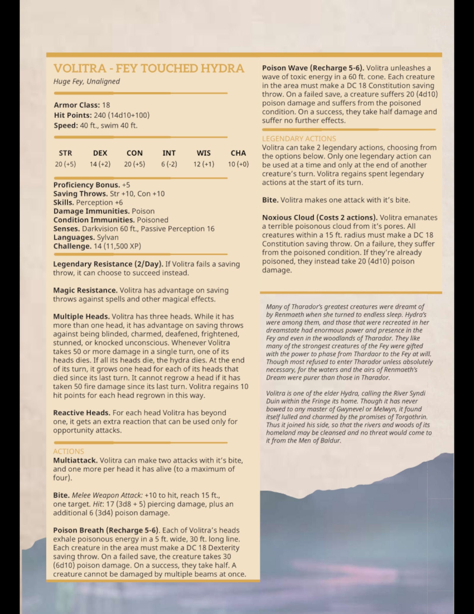 Volitra Fey Touched Hydra | (Large) Miniature by DM Stash | Great for Tabletop Gaming, D&D, Pathfinder, and Painting | Assembled and Primed - Brush and Battle