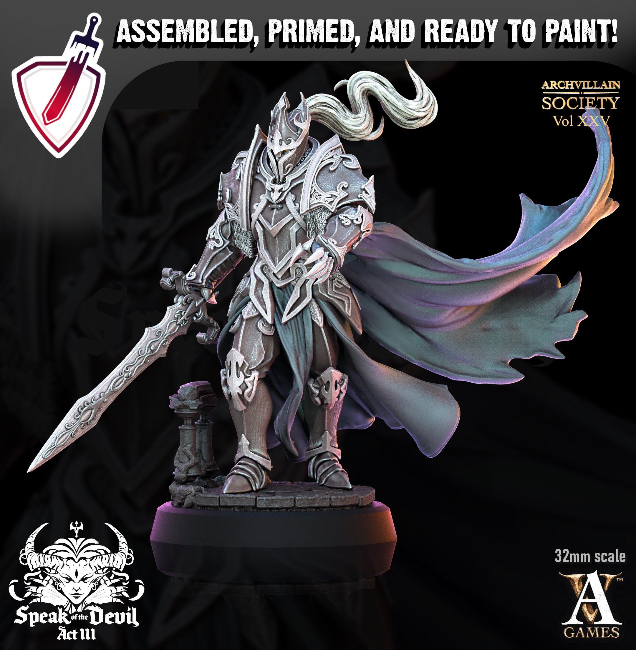 Gawain Steelwind | Miniatures by Archvillain Games | Resin mini for tabletop gaming, D&D, Pathfinder, and painting | Assembled and Primed - Brush and Battle