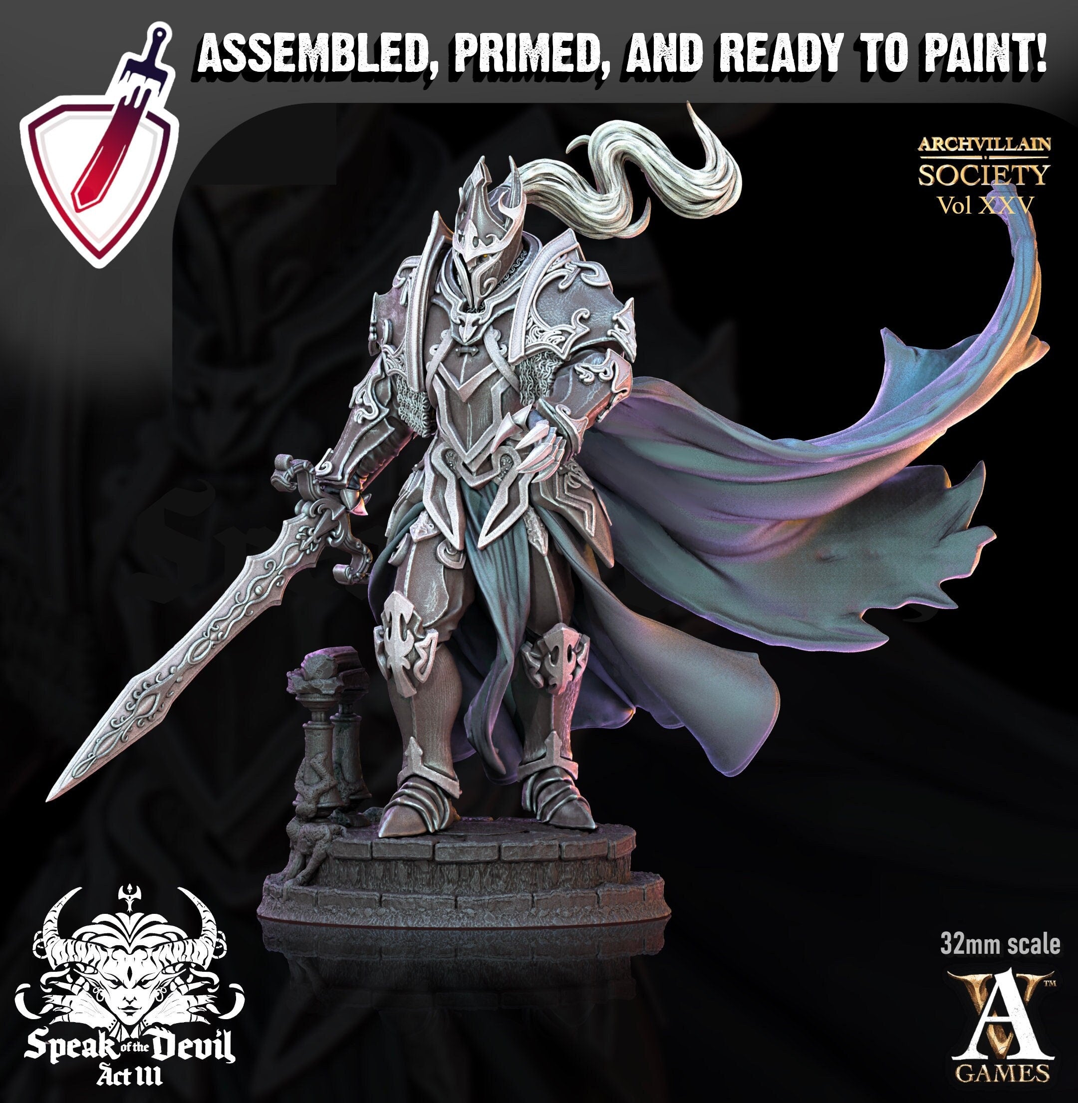 Gawain Steelwind | Miniatures by Archvillain Games | Resin mini for tabletop gaming, D&D, Pathfinder, and painting | Assembled and Primed - Brush and Battle