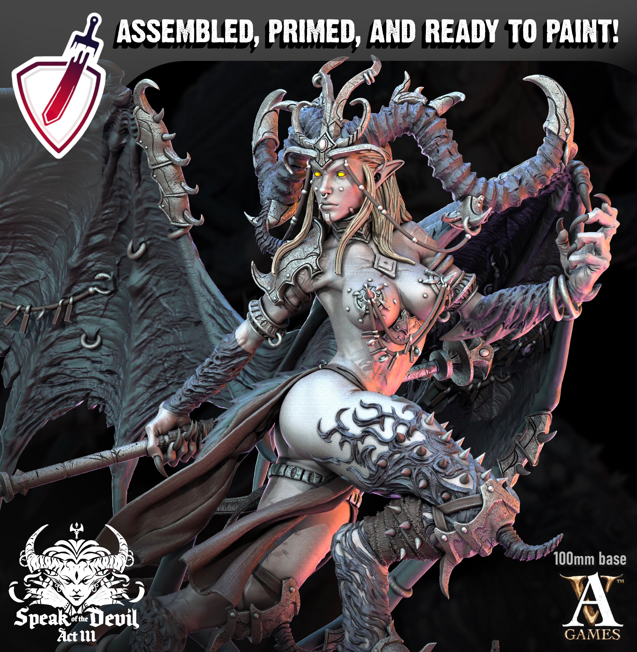 Illyra Vash | (Massive) Miniature by Archvillain Games | Mini for tabletop gaming, D&D, Pathfinder, painting | Assembled + Primed - Brush and Battle
