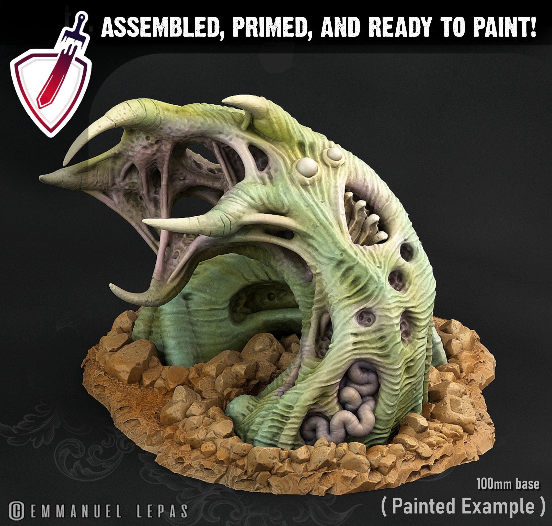 Zombie Worm | Miniature by Print Your Monsters | Mini for tabletop gaming, D&D, Pathfinder, and painting | Assembled and Primed - Brush and Battle