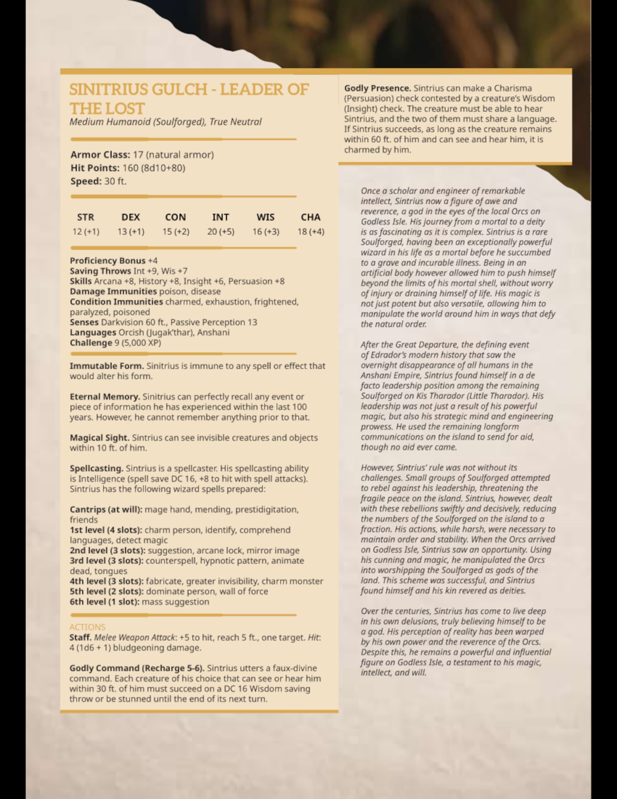 Sintrius Gulch – Leader of the Lost | Miniature by DM Stash | Great for Tabletop Gaming, D&D, Pathfinder, Painting | Assembled and Primed - Brush and Battle