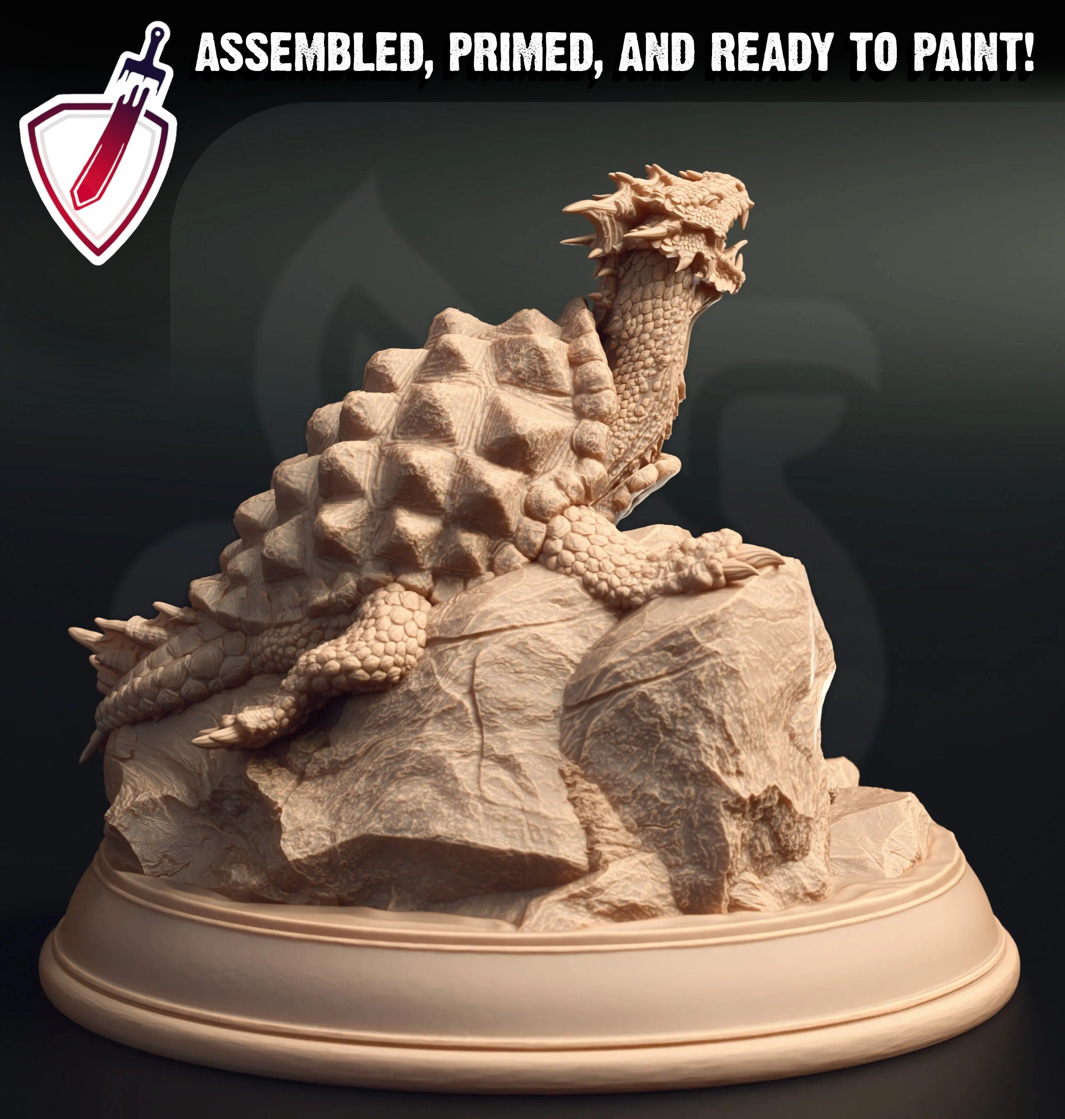 Testidi – Dragon Turtle Hatchling | Miniature by DM Stash | Great for Tabletop Gaming, D&D, Pathfinder, Painting | Assembled and Primed - Brush and Battle