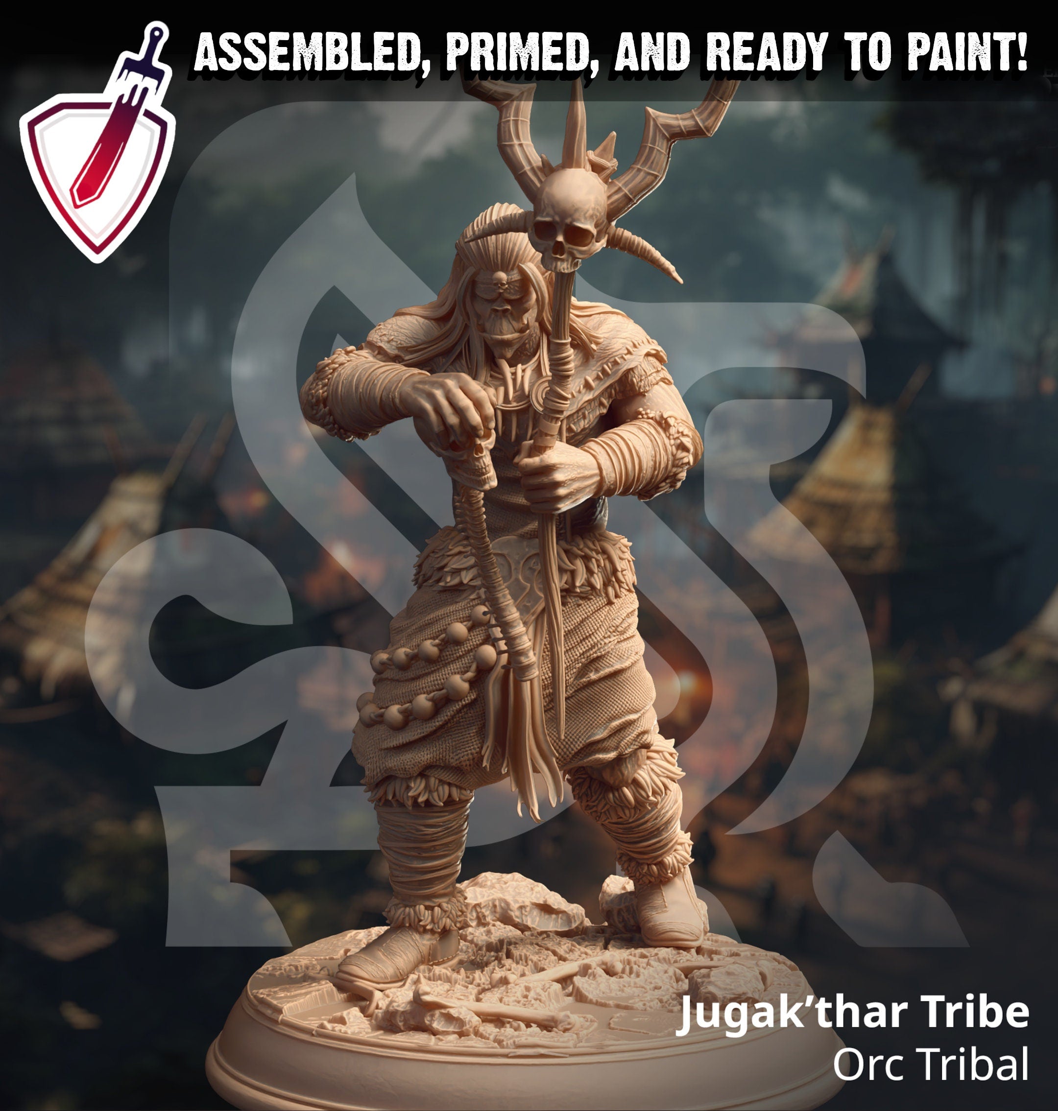 Jugak’thar Tribe – Orc Tribals | Miniatures by DM Stash | Great for Tabletop Gaming, D&D, Pathfinder, Painting | Assembled and Primed - Brush and Battle