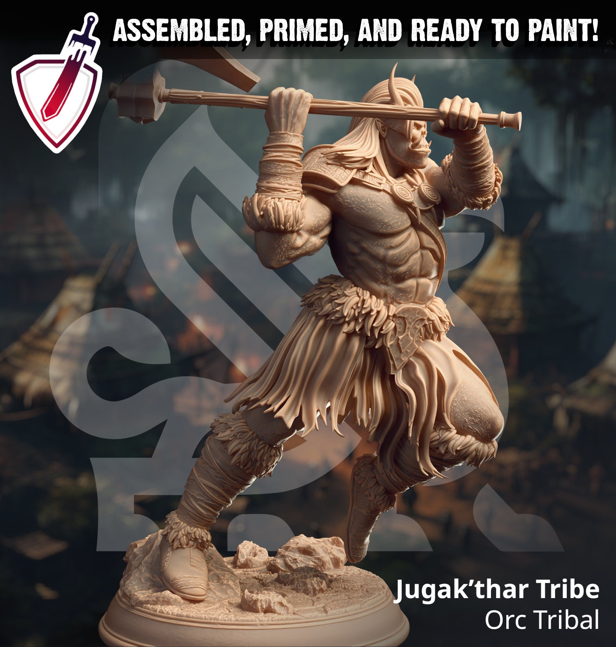 Jugak’thar Tribe – Orc Tribals | Miniatures by DM Stash | Great for Tabletop Gaming, D&D, Pathfinder, Painting | Assembled and Primed - Brush and Battle