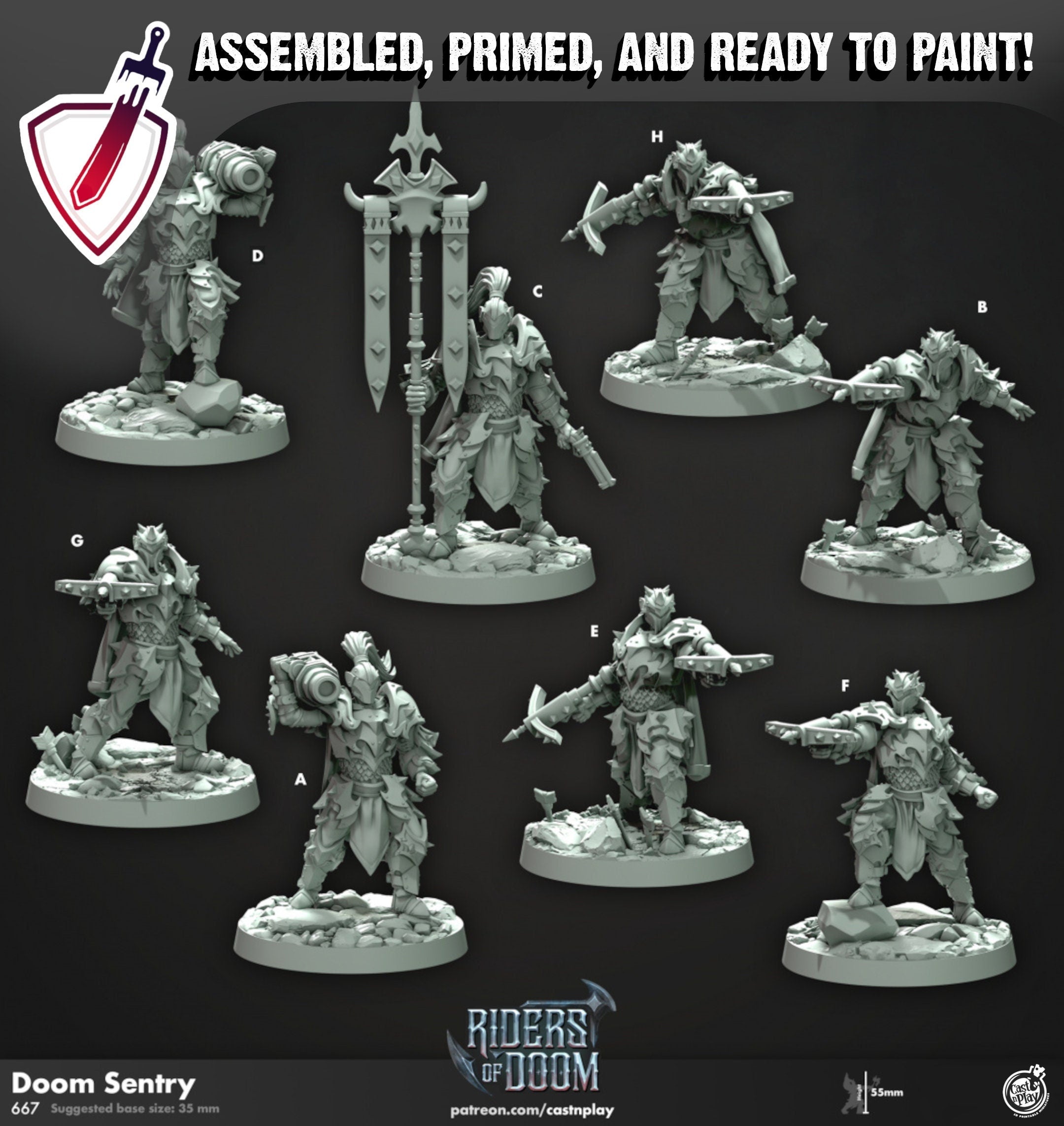 Doom Sentry | Miniatures by Cast n Play | Mini for tabletop gaming, D&D, Pathfinder, and painting | Assembled and Primed - Brush and Battle