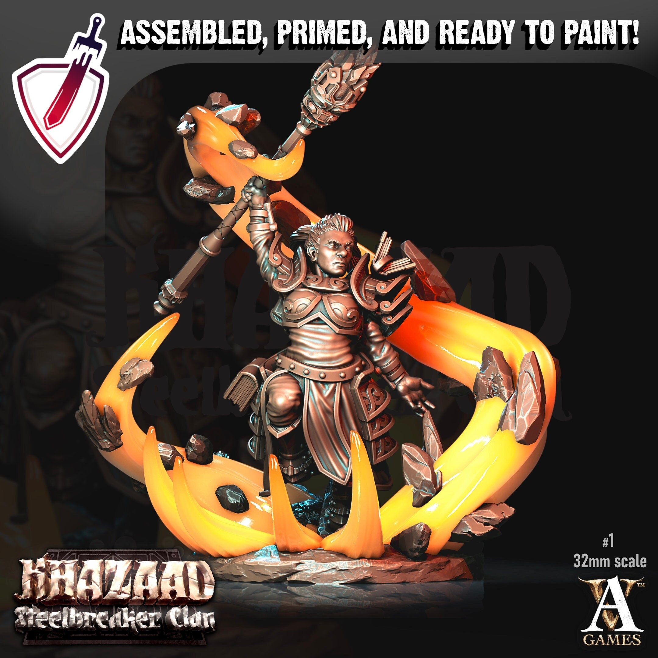 Geomancers | Miniatures by Archvillain Games | Resin mini for tabletop gaming, D&D, Pathfinder, and painting | Assembled and Primed - Brush and Battle