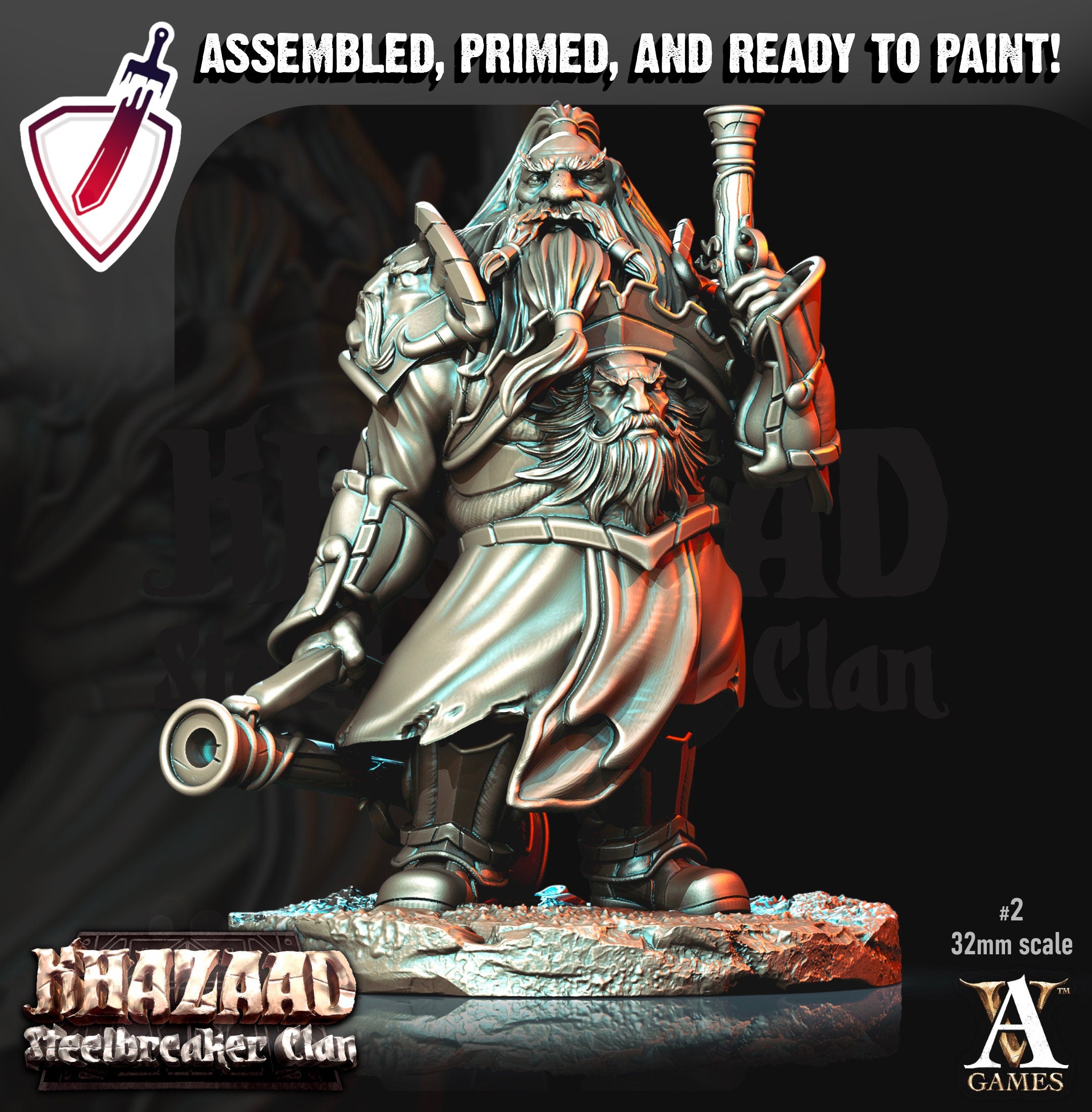 Steelbreaker Leadspitters | Miniatures by Archvillain Games | Mini for tabletop gaming, D&D, Pathfinder, and painting | Assembled and Primed - Brush and Battle
