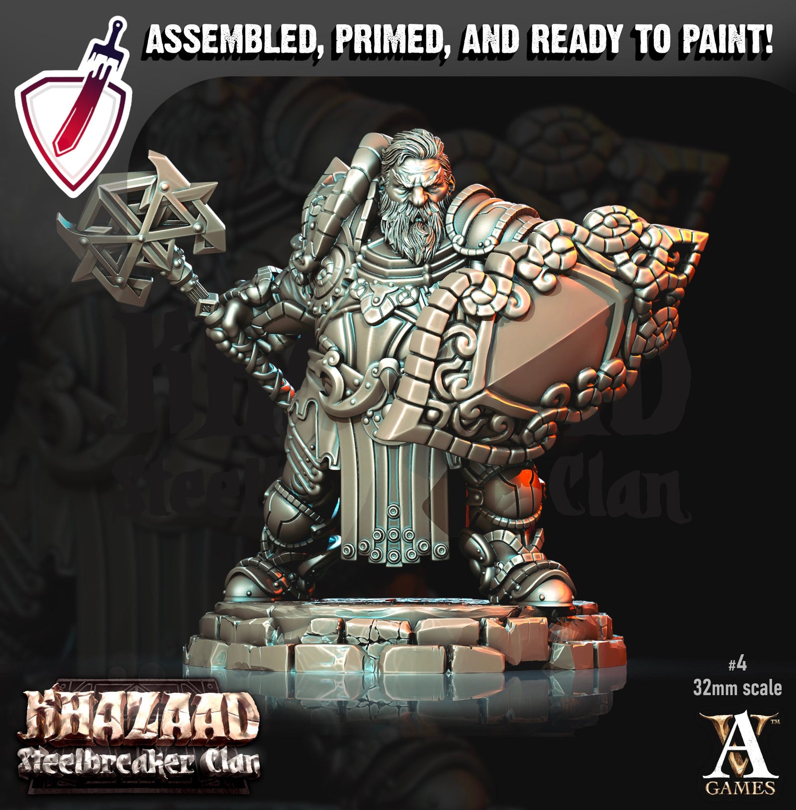Steelbreaker Warriors | Miniatures by Archvillain Games | Mini for tabletop gaming, D&D, Pathfinder, and painting | Assembled and Primed - Brush and Battle