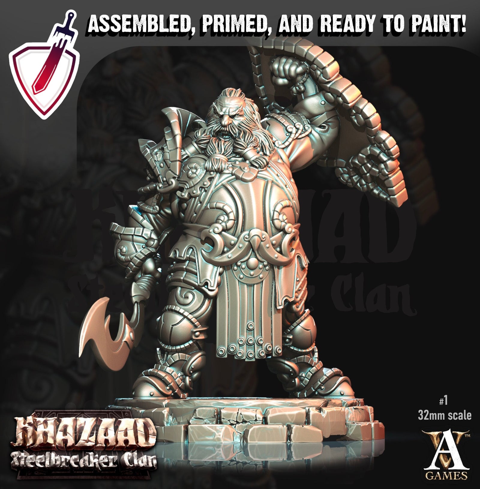 Steelbreaker Warriors | Miniatures by Archvillain Games | Mini for tabletop gaming, D&D, Pathfinder, and painting | Assembled and Primed - Brush and Battle