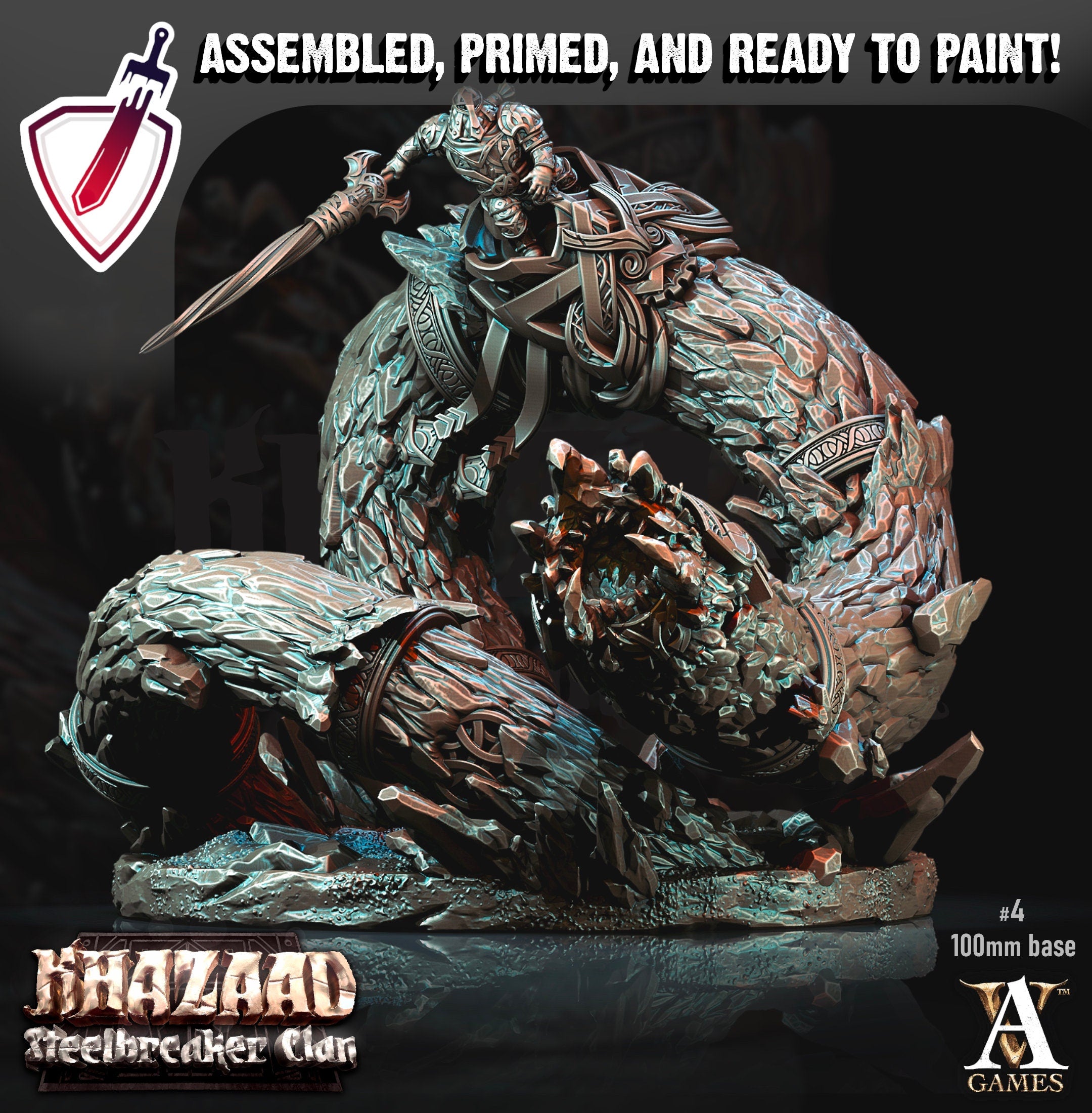 Stonewurm Riders | (Large) Miniatures By Archvillain Games | Mini for tabletop gaming, D&D, Pathfinder, and painting | Assembled and Primed - Brush and Battle