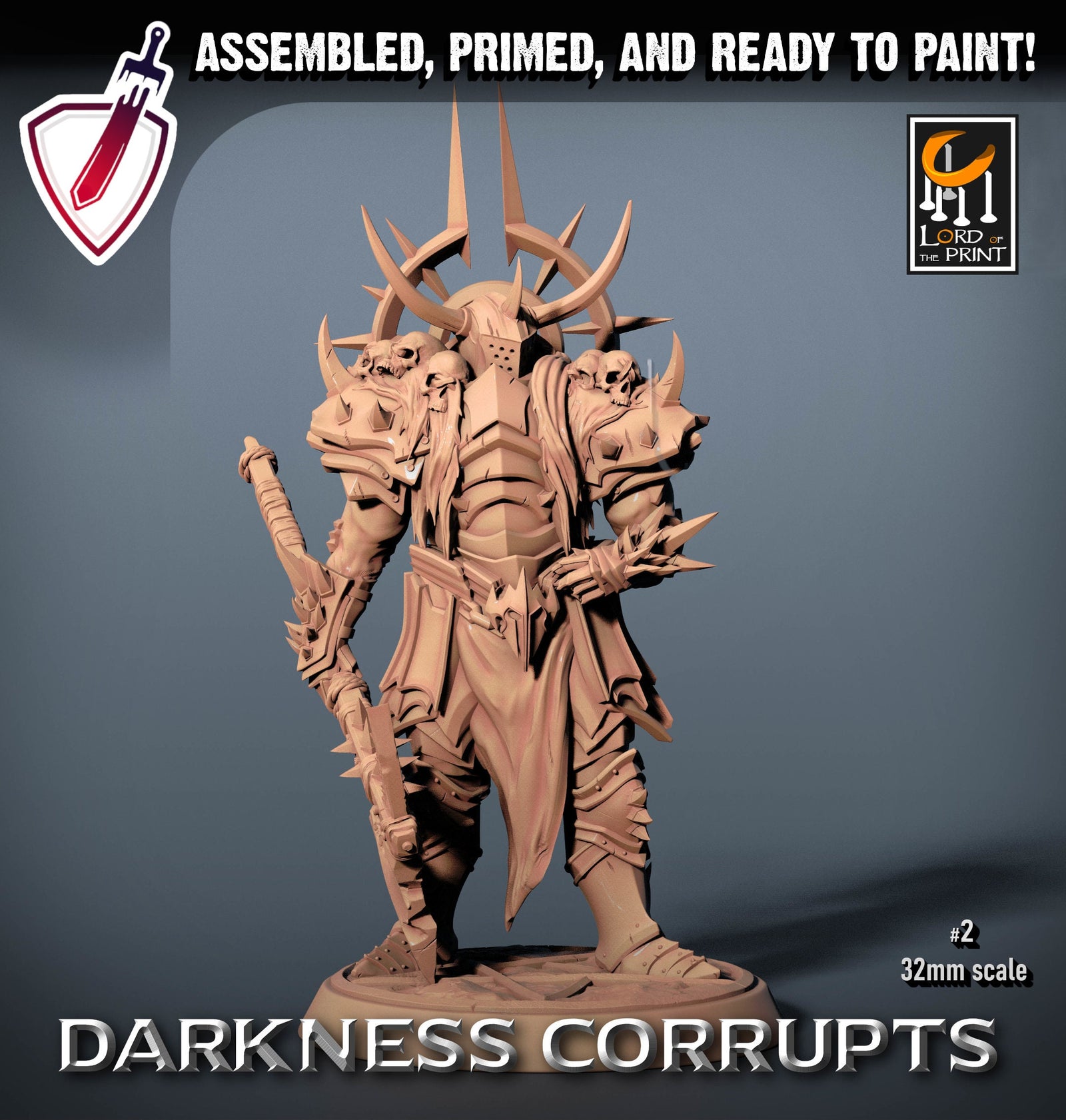 Darknight - Axe | Miniatures by Lord of the Print | Resin mini for tabletop gaming, D&D, Pathfinder, and painting | Assembled and Primed - Brush and Battle