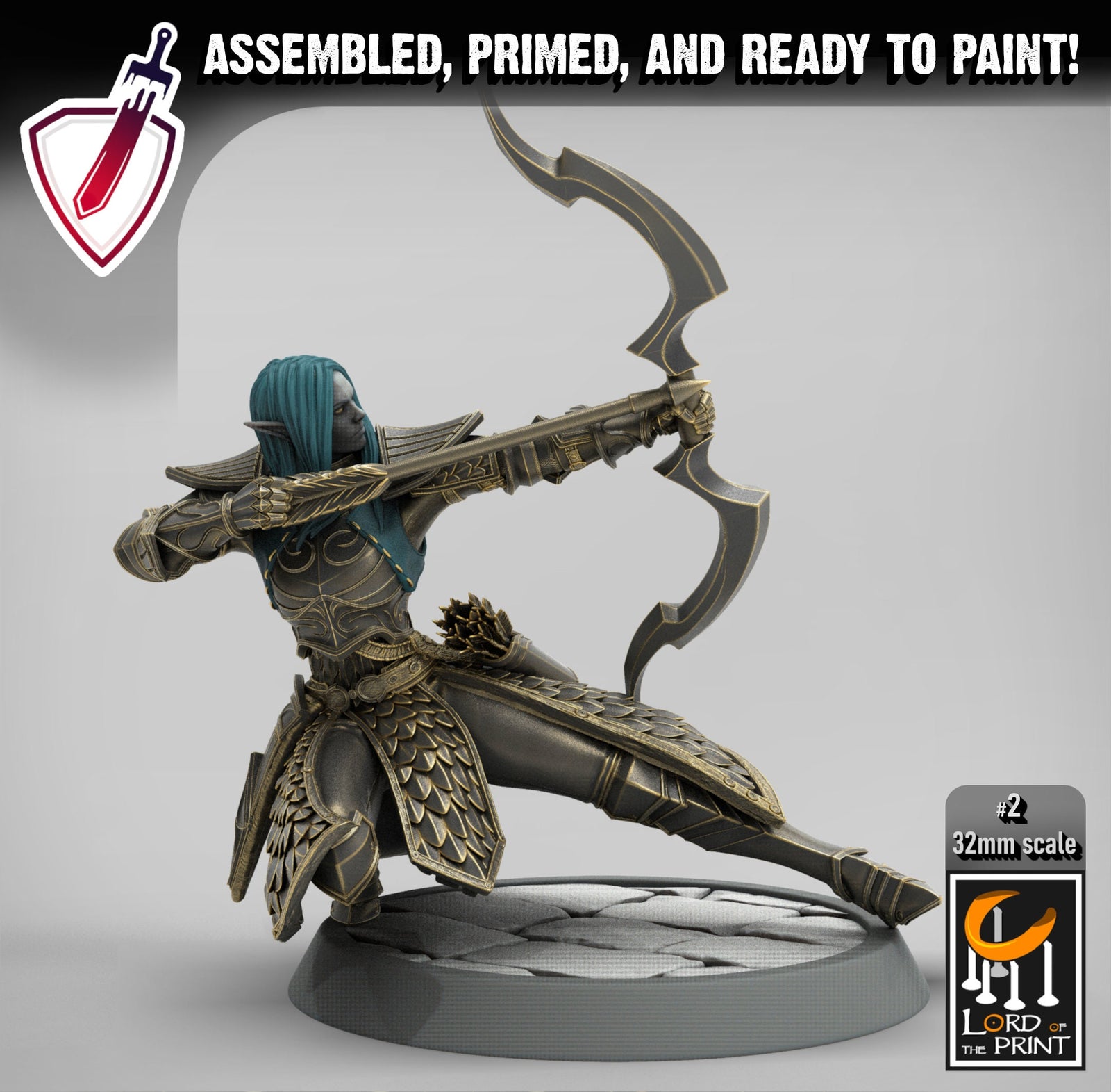 Elf Archers | Miniatures by Lord of the Print | Resin mini for tabletop gaming, D&D, Pathfinder, and painting | Assembled and Primed - Brush and Battle