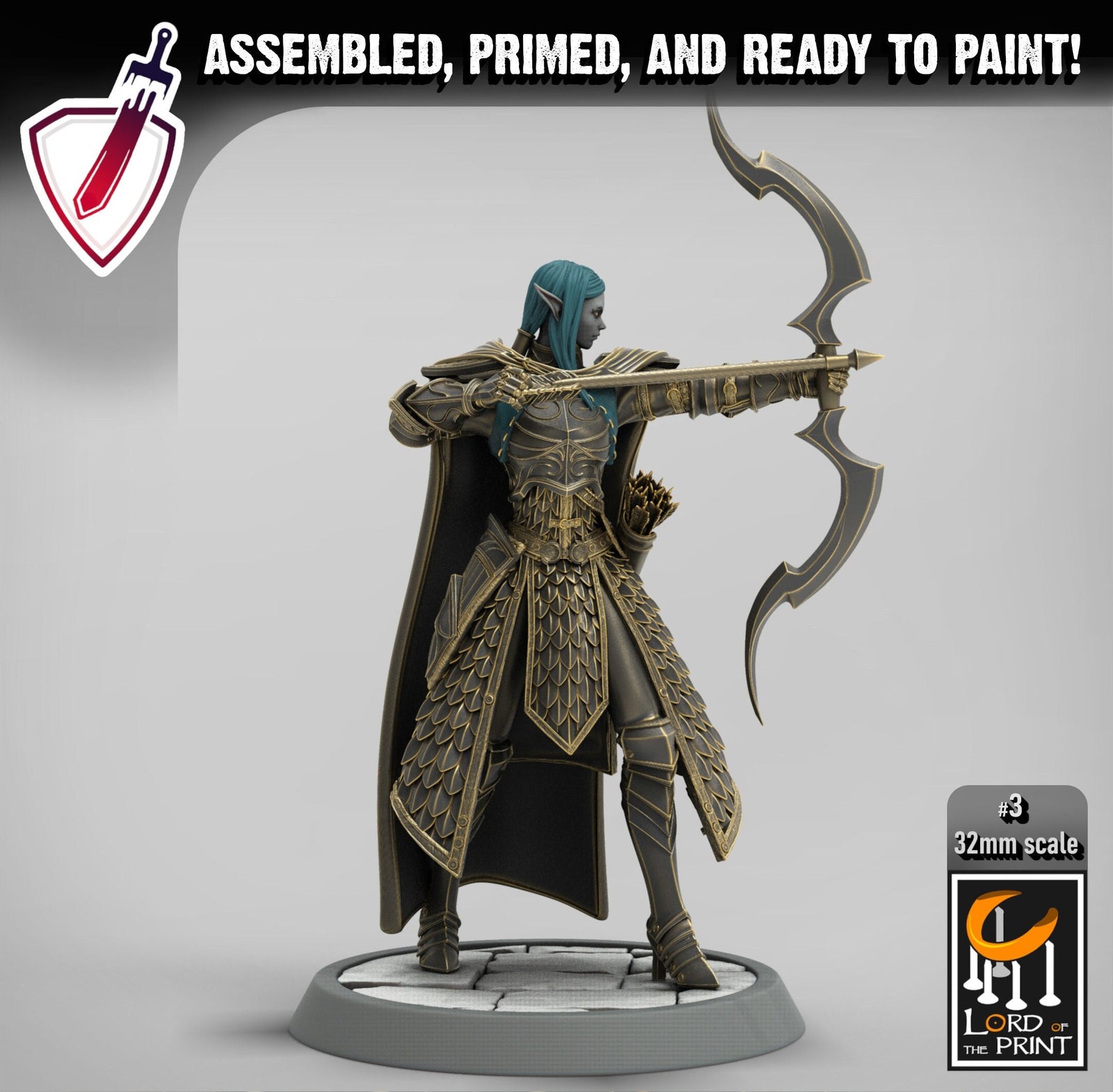 Elf Archers | Miniatures by Lord of the Print | Resin mini for tabletop gaming, D&D, Pathfinder, and painting | Assembled and Primed - Brush and Battle