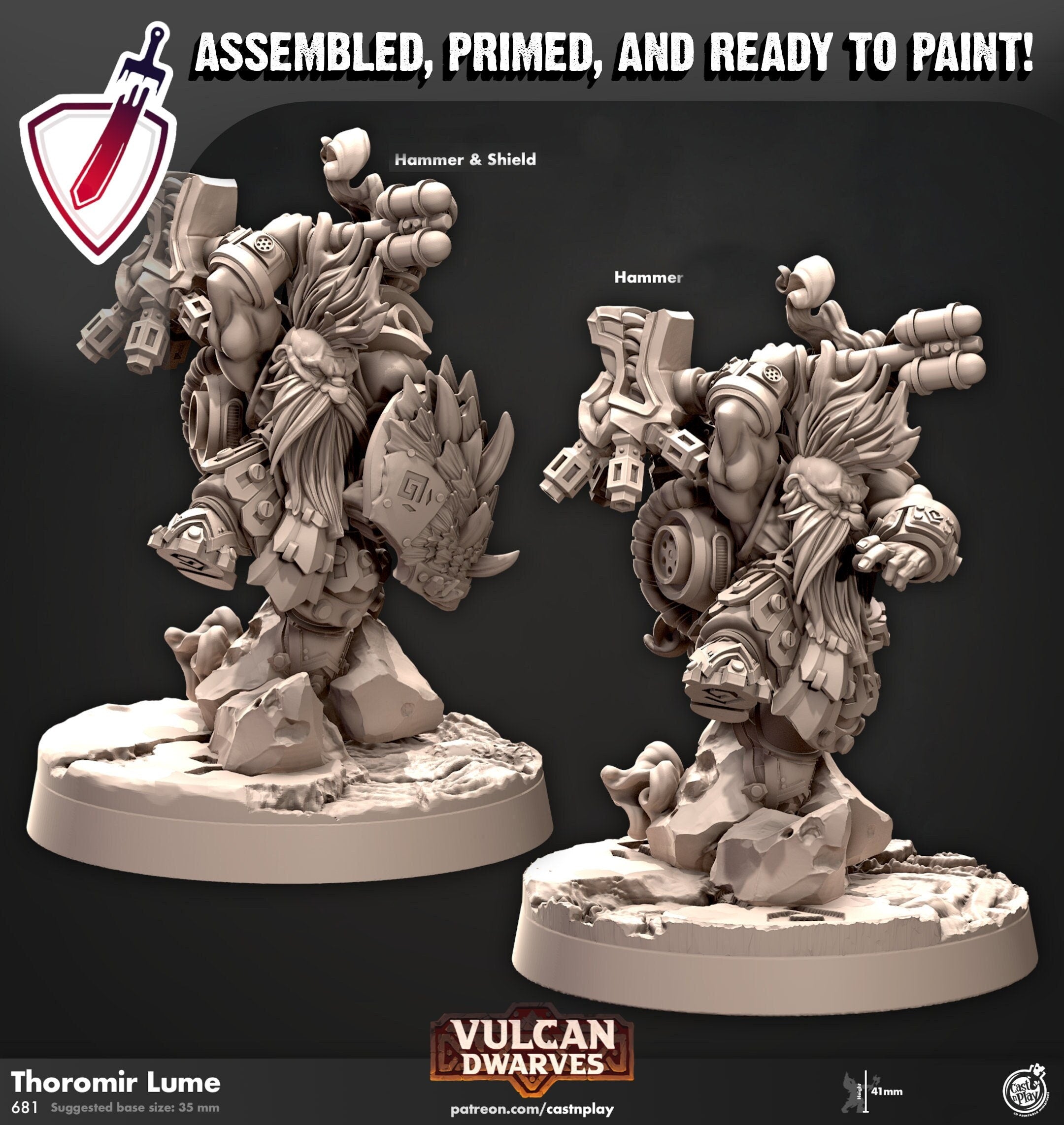 Thoromir Lume | Miniatures by Cast n Play | Mini for tabletop gaming, D&D, Pathfinder, and painting | Assembled and Primed - Brush and Battle