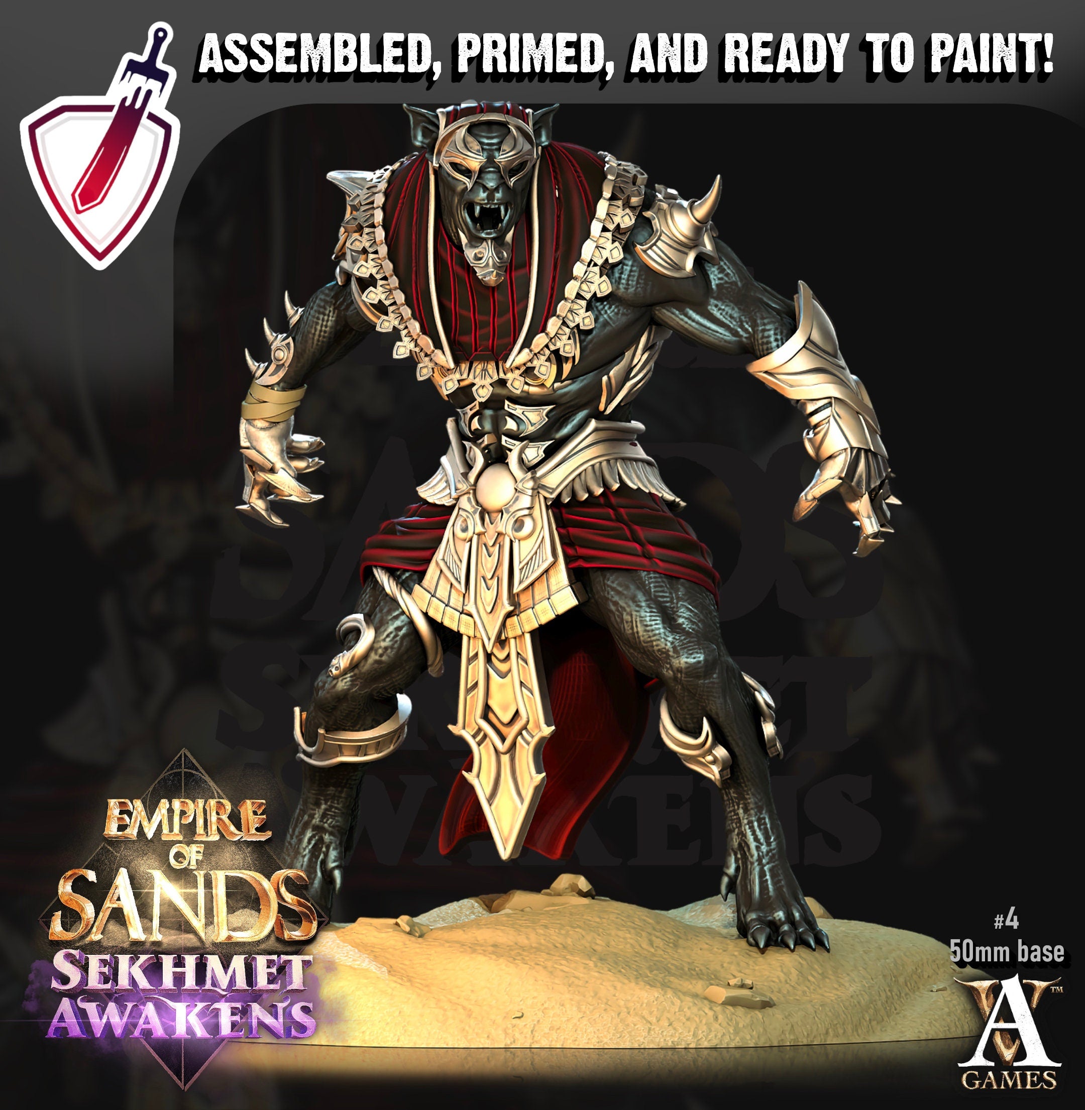 Sons Of Sekhmet | Miniatures by Archvillain Games | Resin mini for tabletop gaming, D&D, Pathfinder, and painting | Assembled and Primed - Brush and Battle