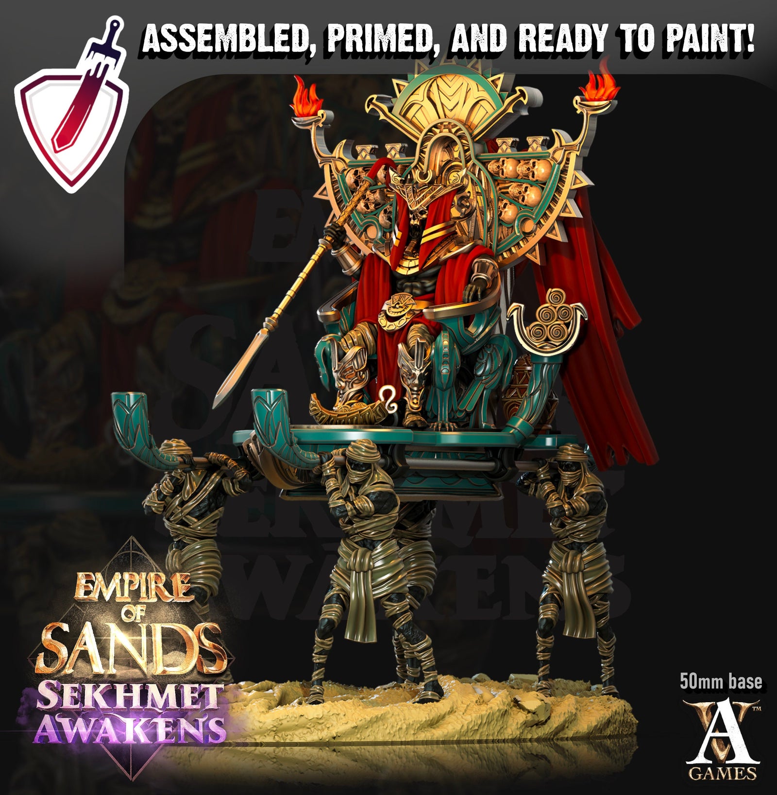 Mummy Lord | Miniature by Archvillain Games | Resin mini for tabletop gaming, D&D, Pathfinder, and painting | Assembled and Primed - Brush and Battle